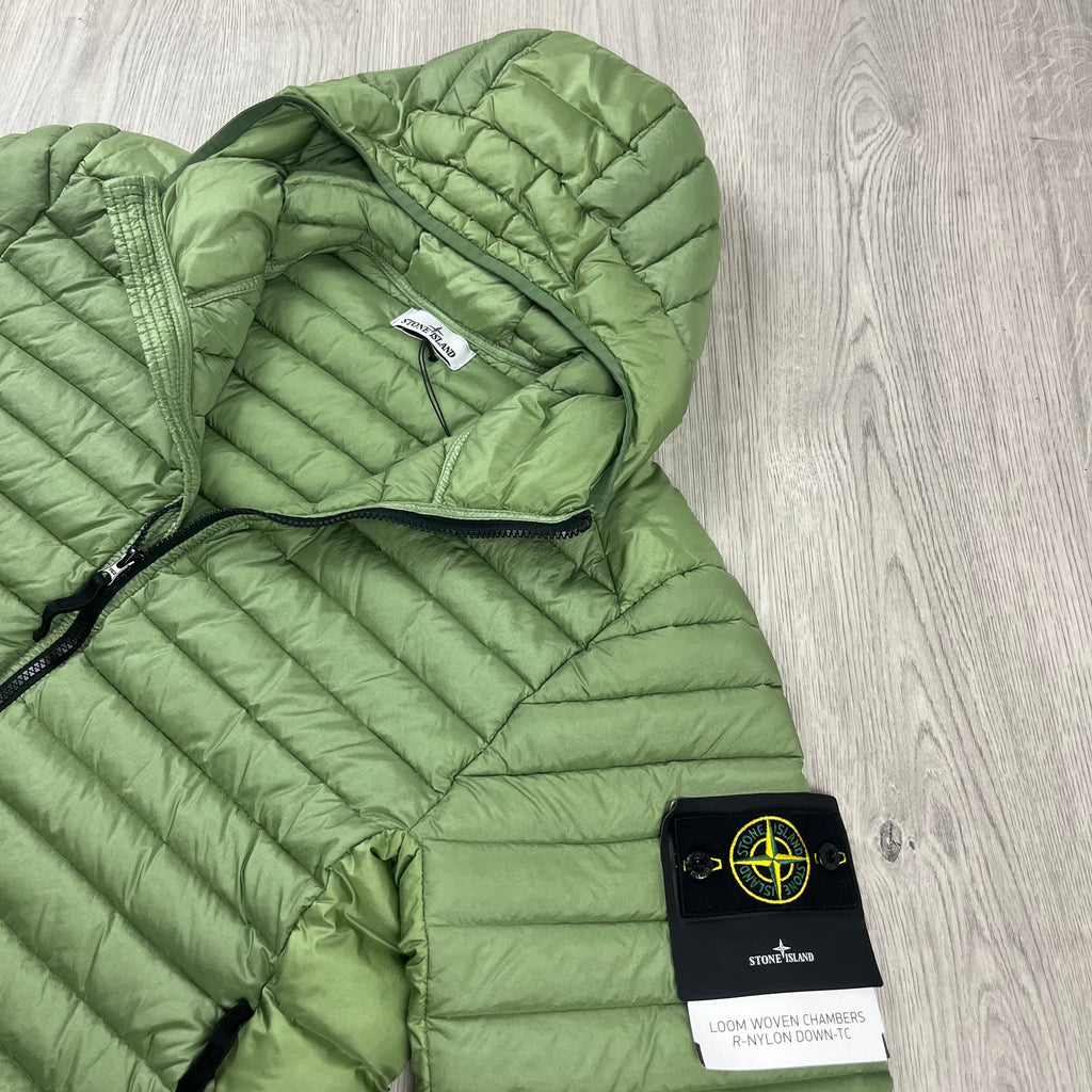 Stone Island Woven Down Jacket - Sage Green -Usfansport