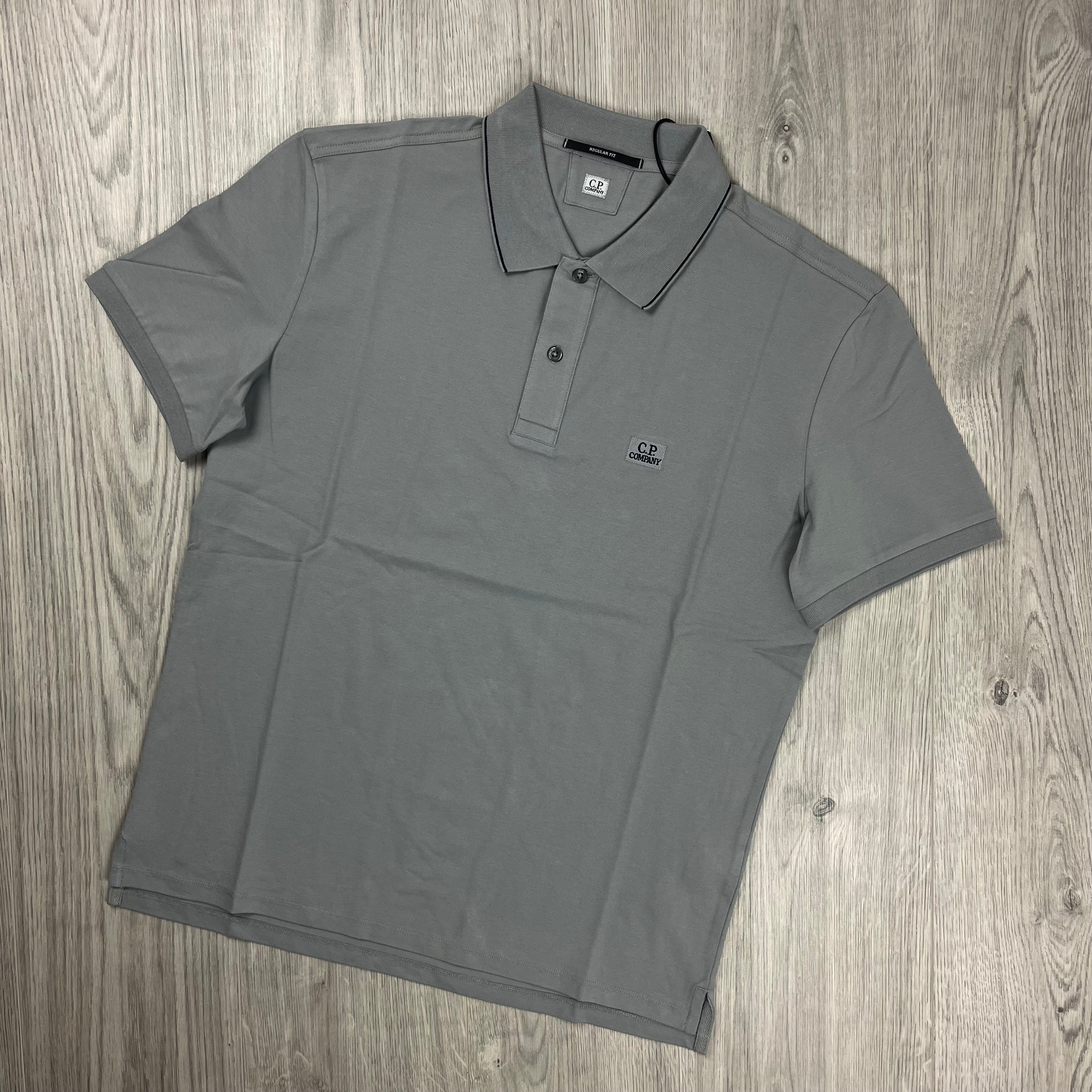 CP Company Piquet Polo Shirt - Drizzle -Usfansport