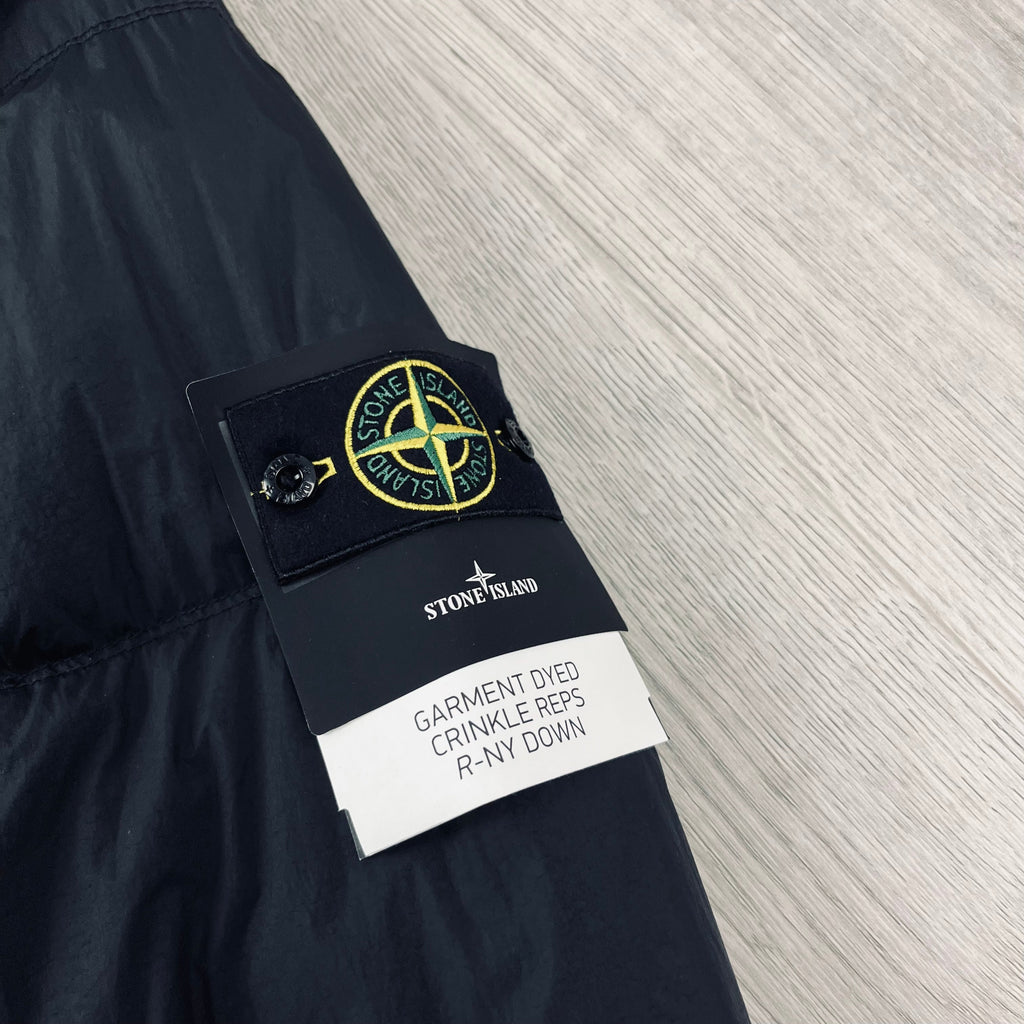 Stone Island Crinkle Reps Down Jacket - Black -Usfansport