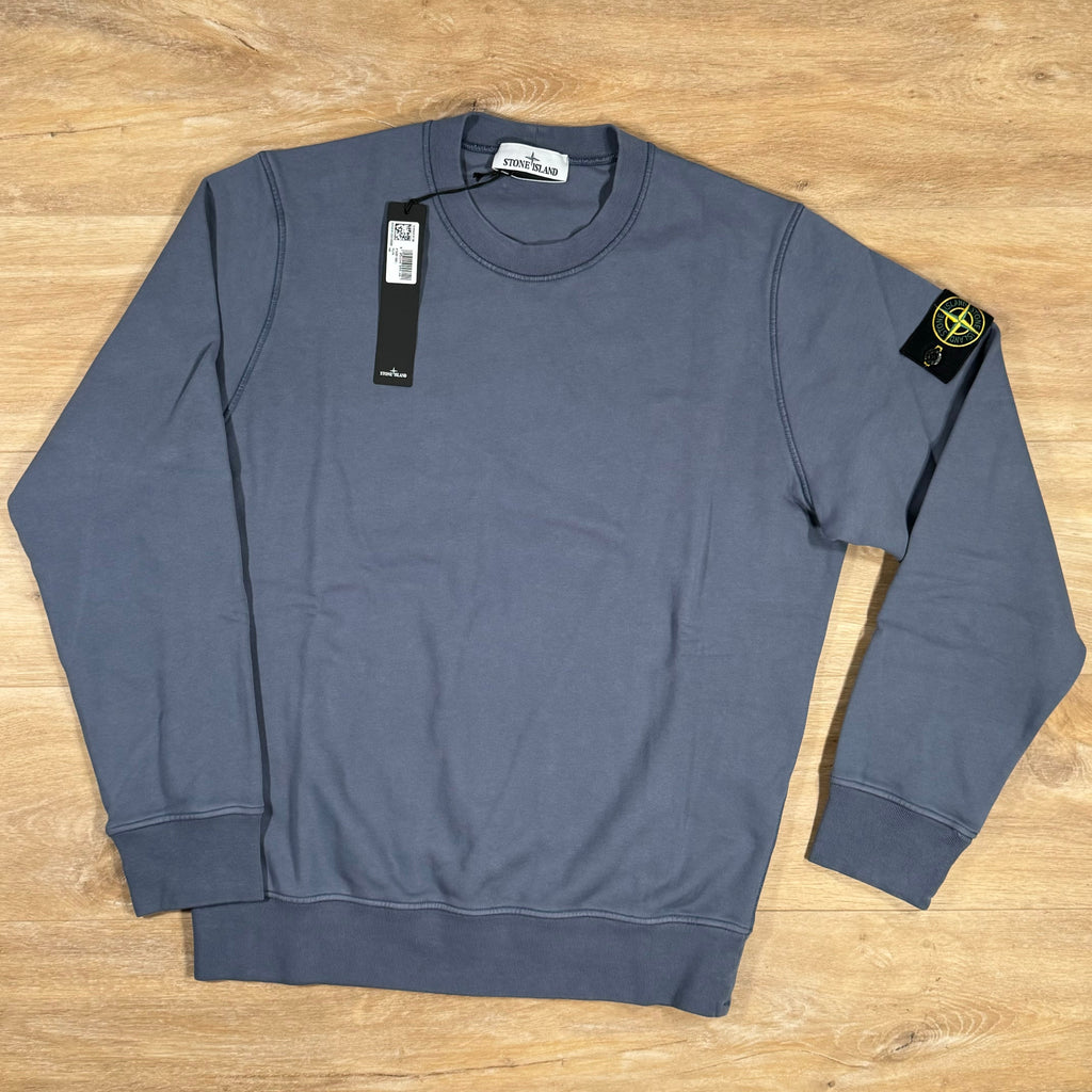 Stone Island Garment Dyed Crewneck Sweatshirt in Mid Blue -Usfansport