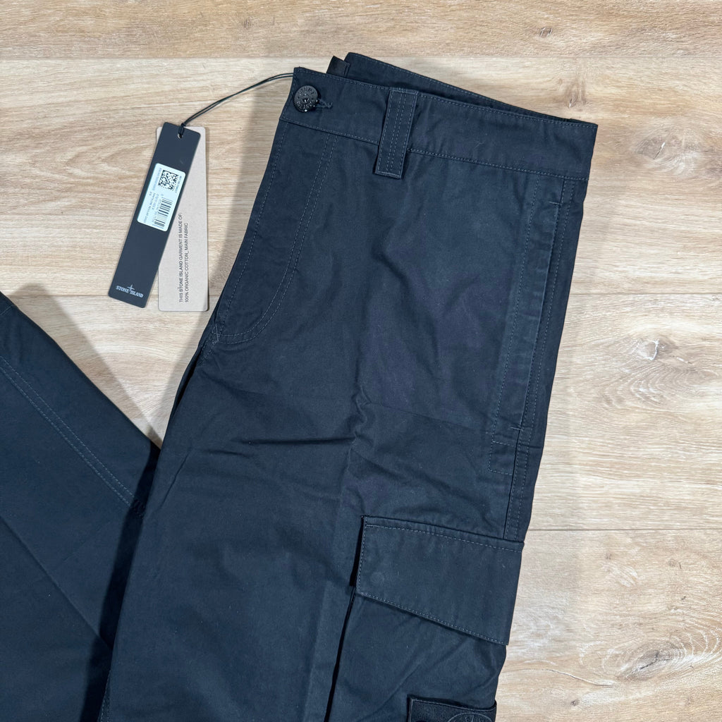 Stone Island Weatherproof Canvas Ghost Cargo Trousers in Black -Usfansport
