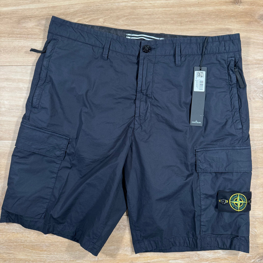 Stone Island Stretch Tela Cargo Bermuda Shorts in Navy -Usfansport