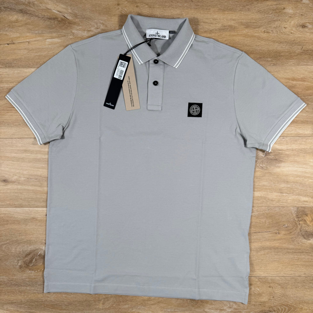 Stone Island Organic Cotton Pique Polo Shirt in Pearl Grey -Usfansport