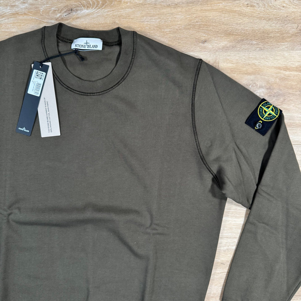 Stone Island Organic Cotton Fleece Sweatshirt in Military Green -Usfansport