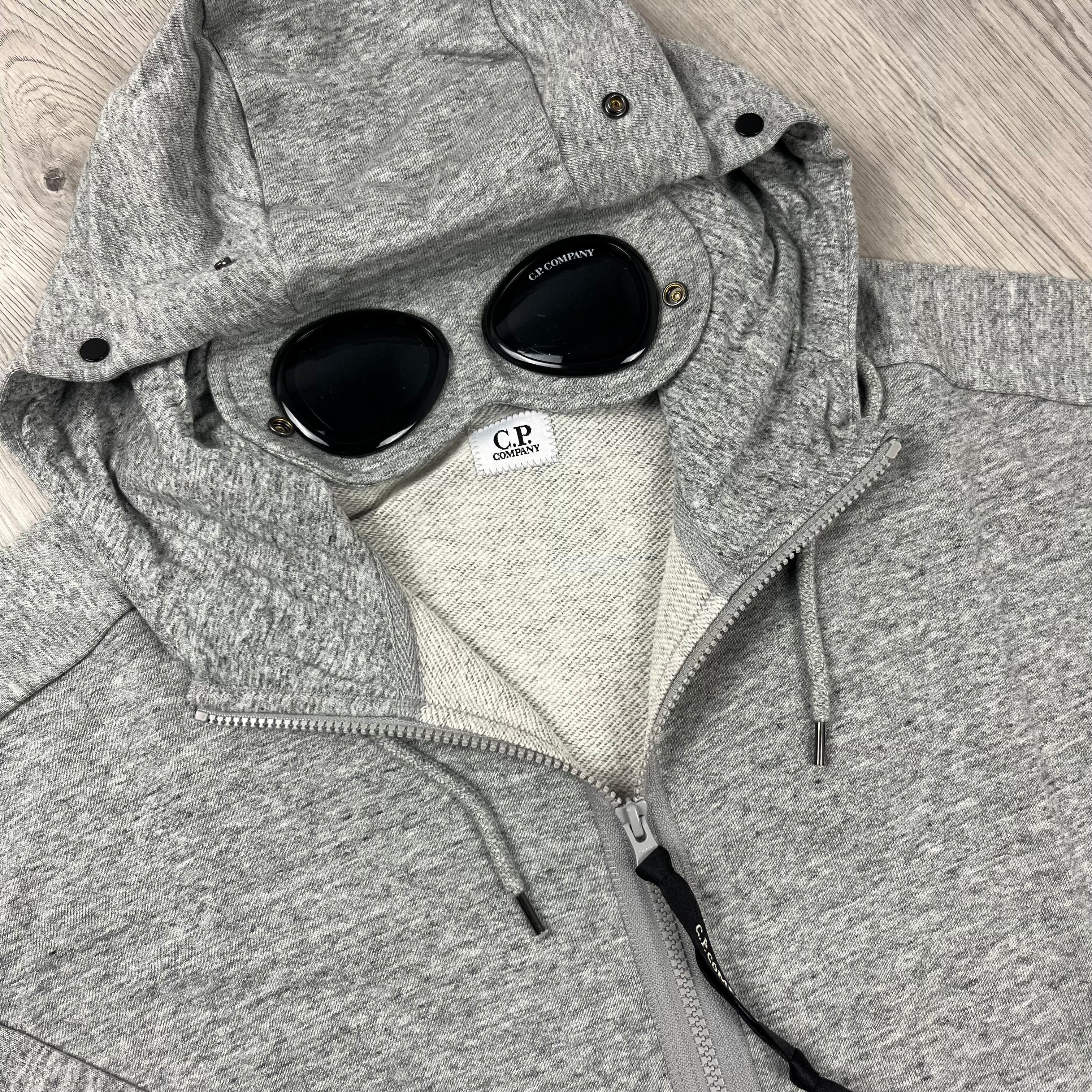 CP Company Raised Fleece Goggle Hoodie - Grey -Usfansport