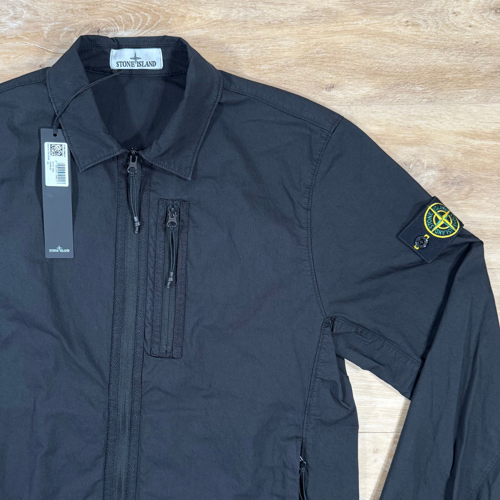 Stone Island Nylon Twill Overshirt in Black -Usfansport