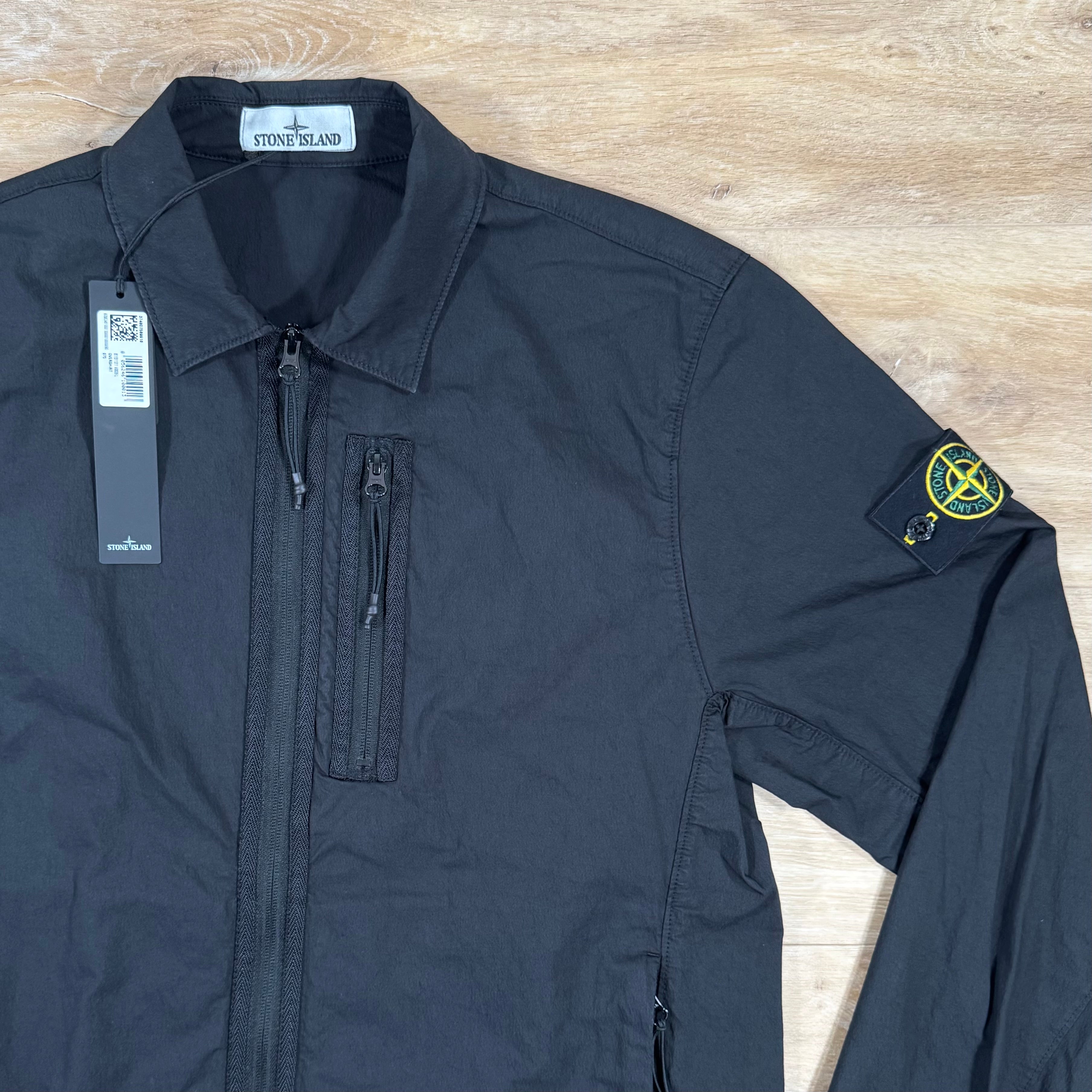 Stone Island Nylon Twill Overshirt in Black -Usfansport