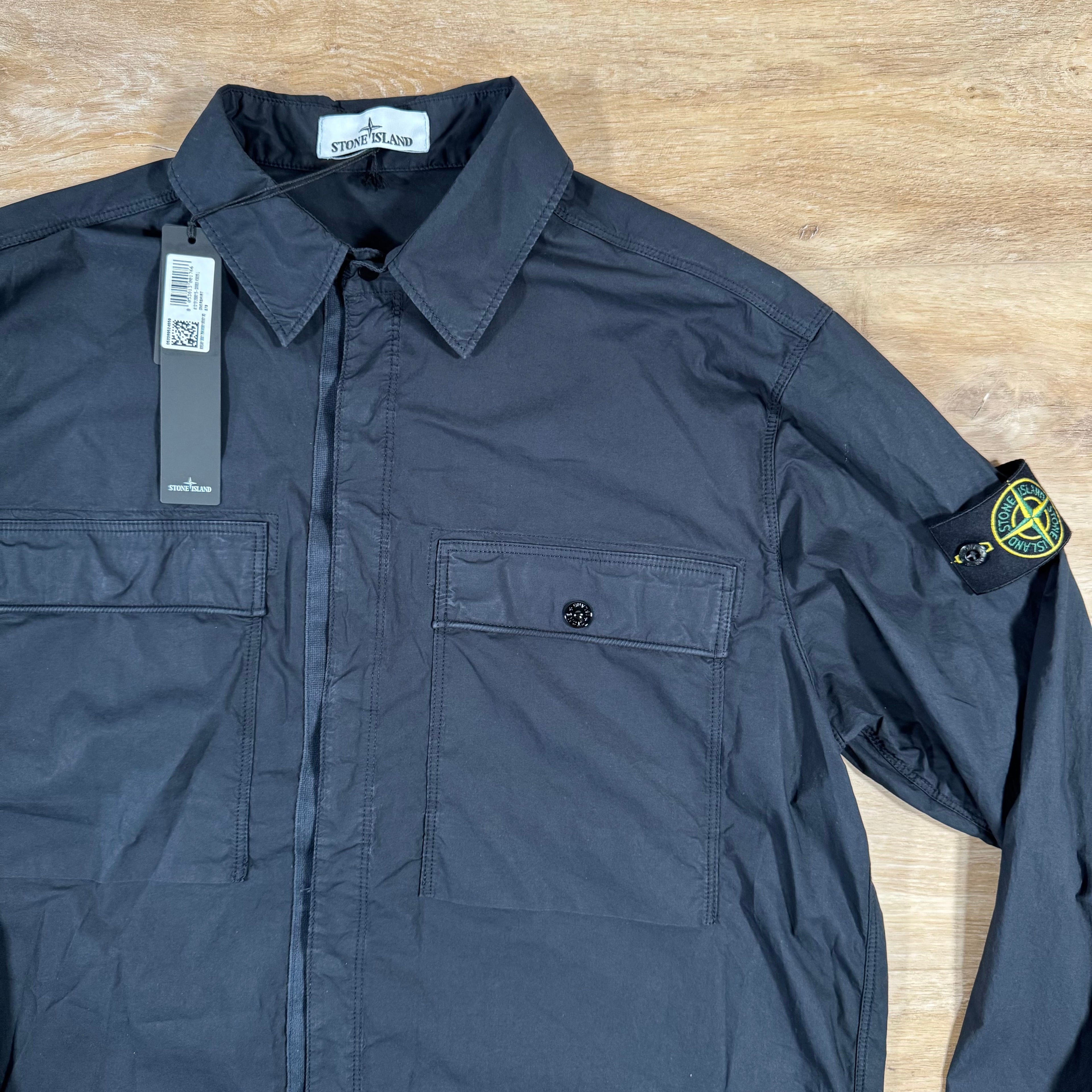 Stone Island Stretch Tela Overshirt in Navy -Usfansport