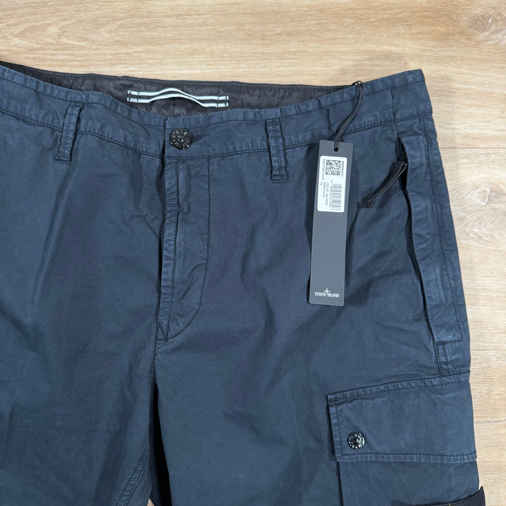 Stone Island Supima Twill Stretch-TC Cargo Bermuda Shorts in Navy -Usfansport
