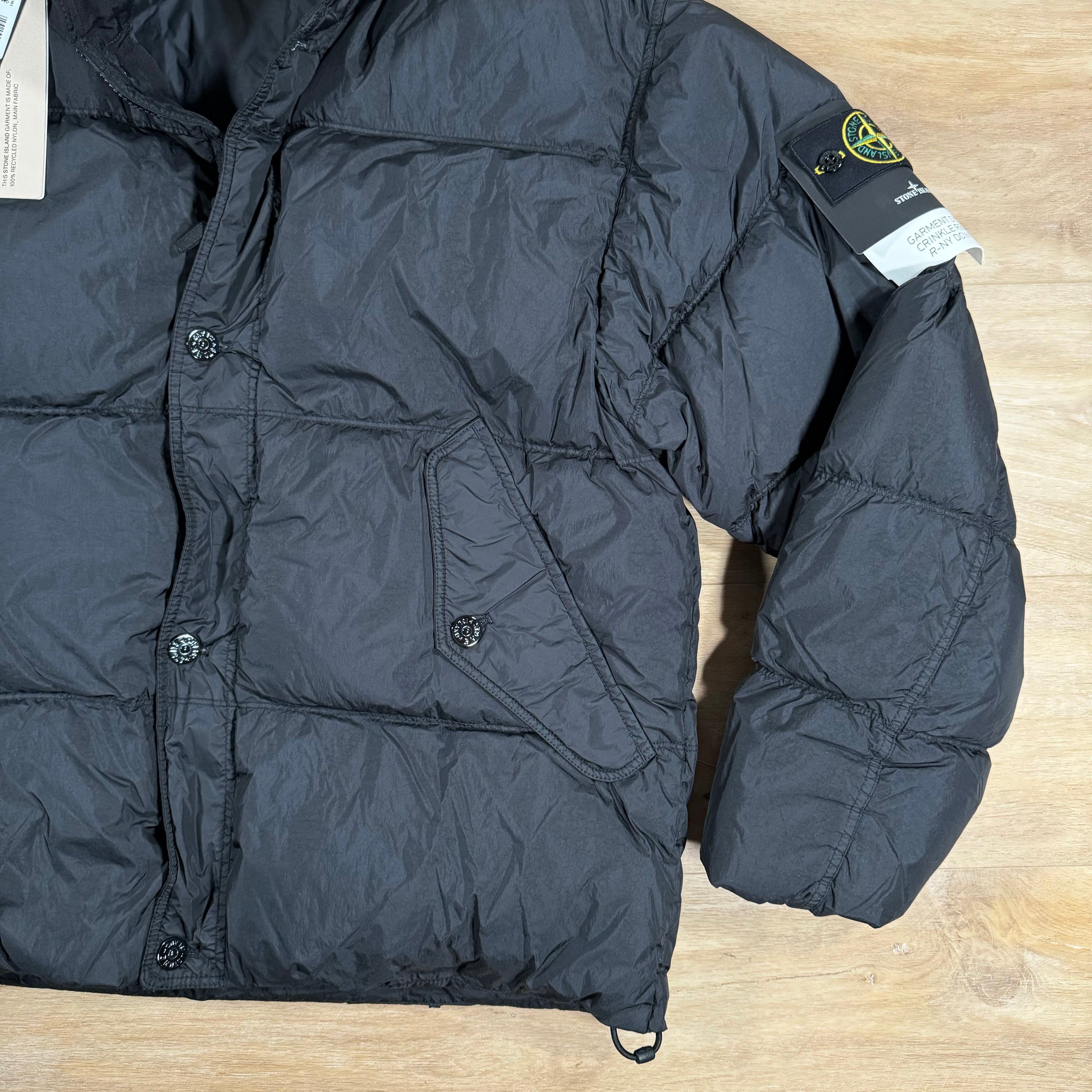 Stone Island Crinkle Reps-NY Down Jacket in Black -Usfansport