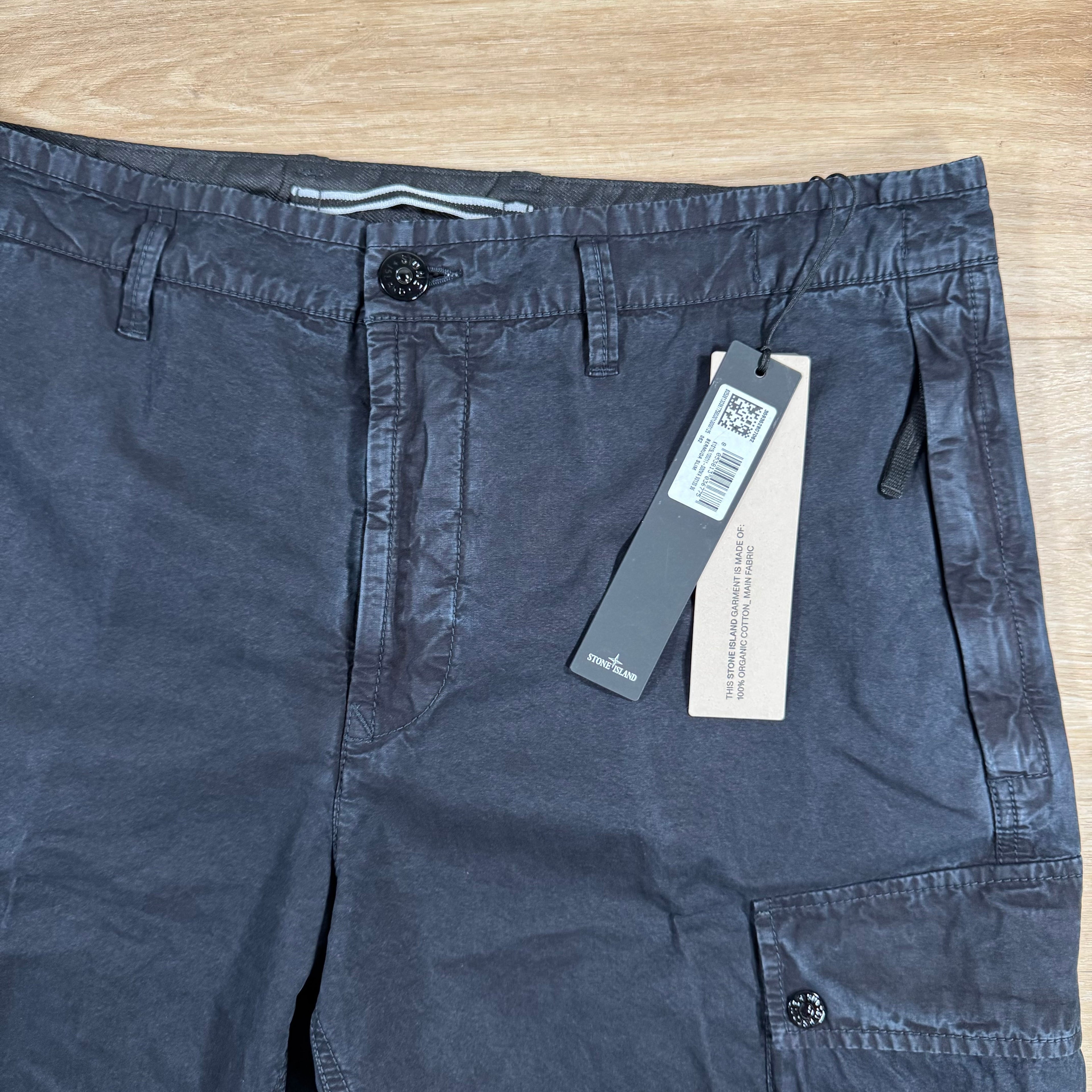 Stone Island Brushed Cotton Cargo Bermuda Shorts in Navy -Usfansport