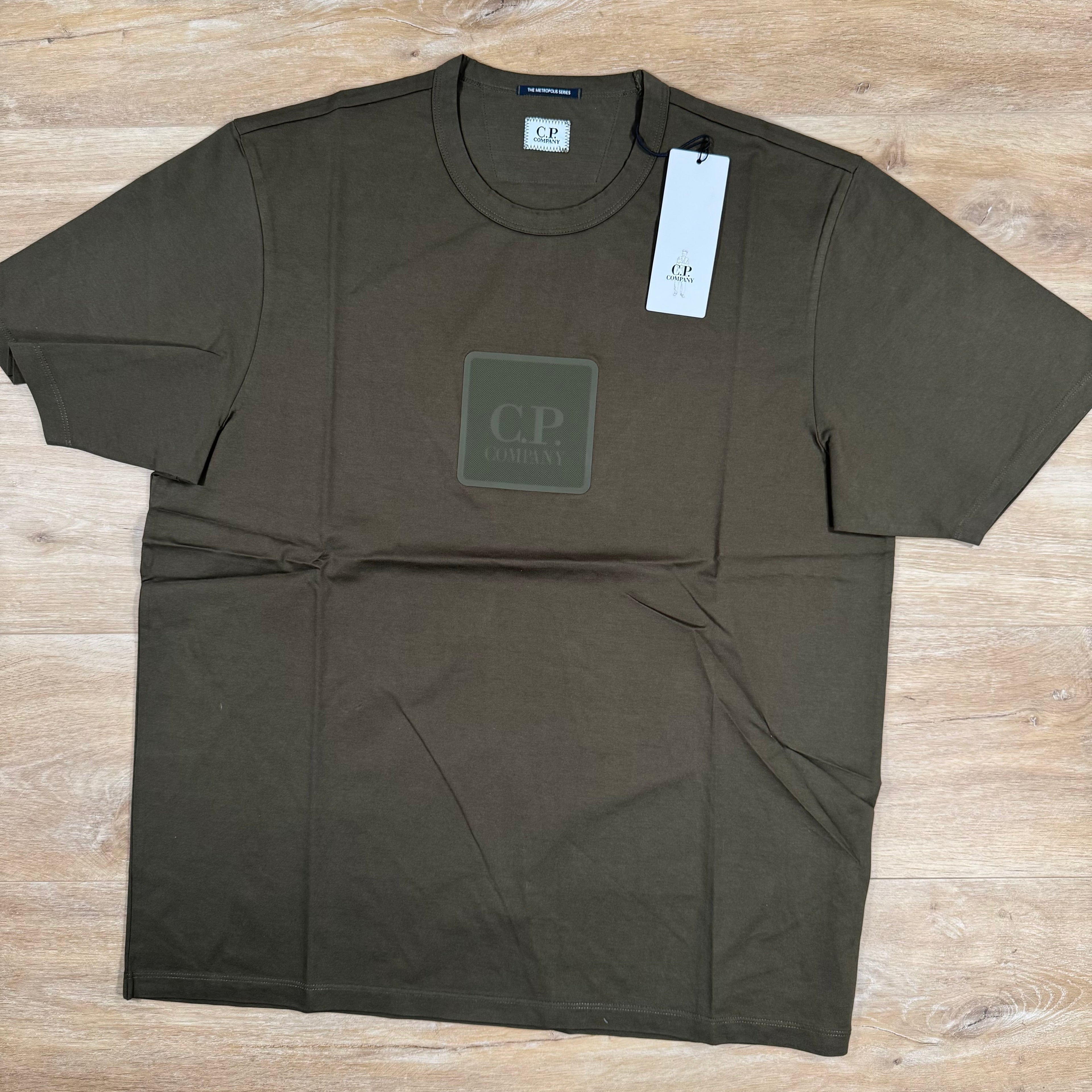 CP Company Metropolis Series Rubberized Logo T-Shirt in Ivy Green -Usfansport