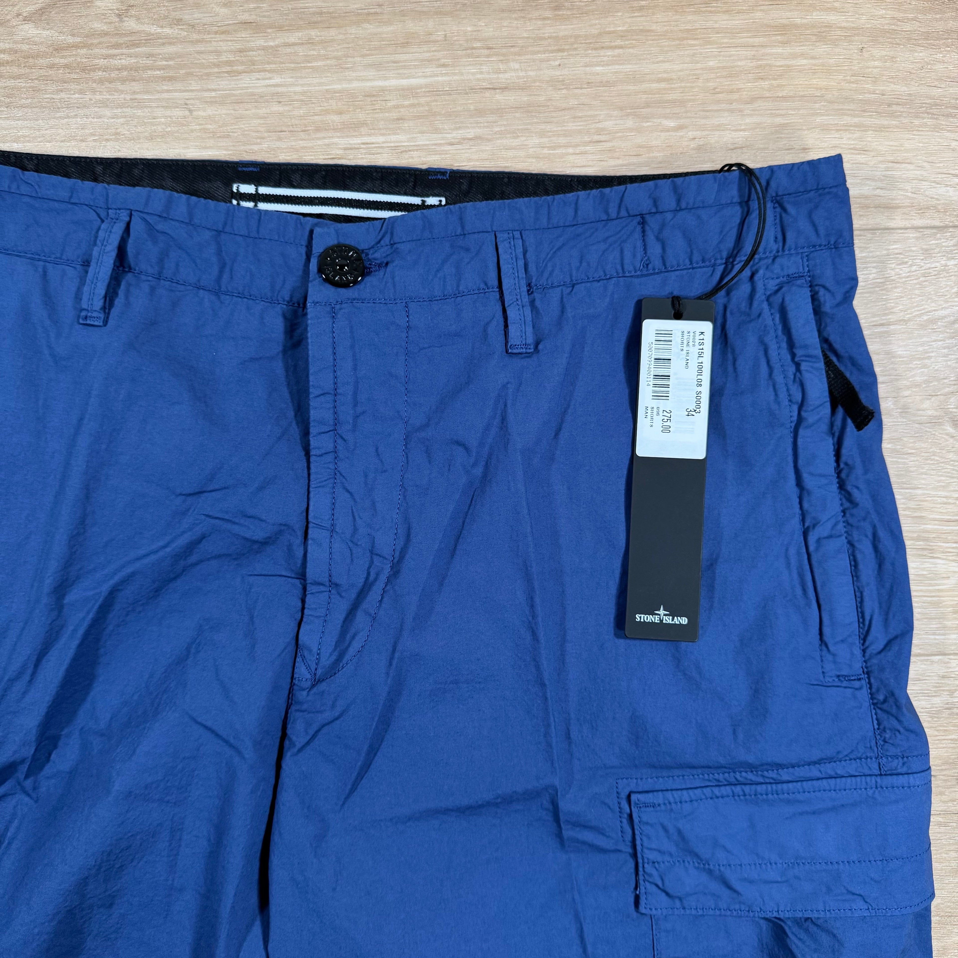 Stone Island Stretch Tela Cargo Bermuda Shorts in Blue Marine -Usfansport
