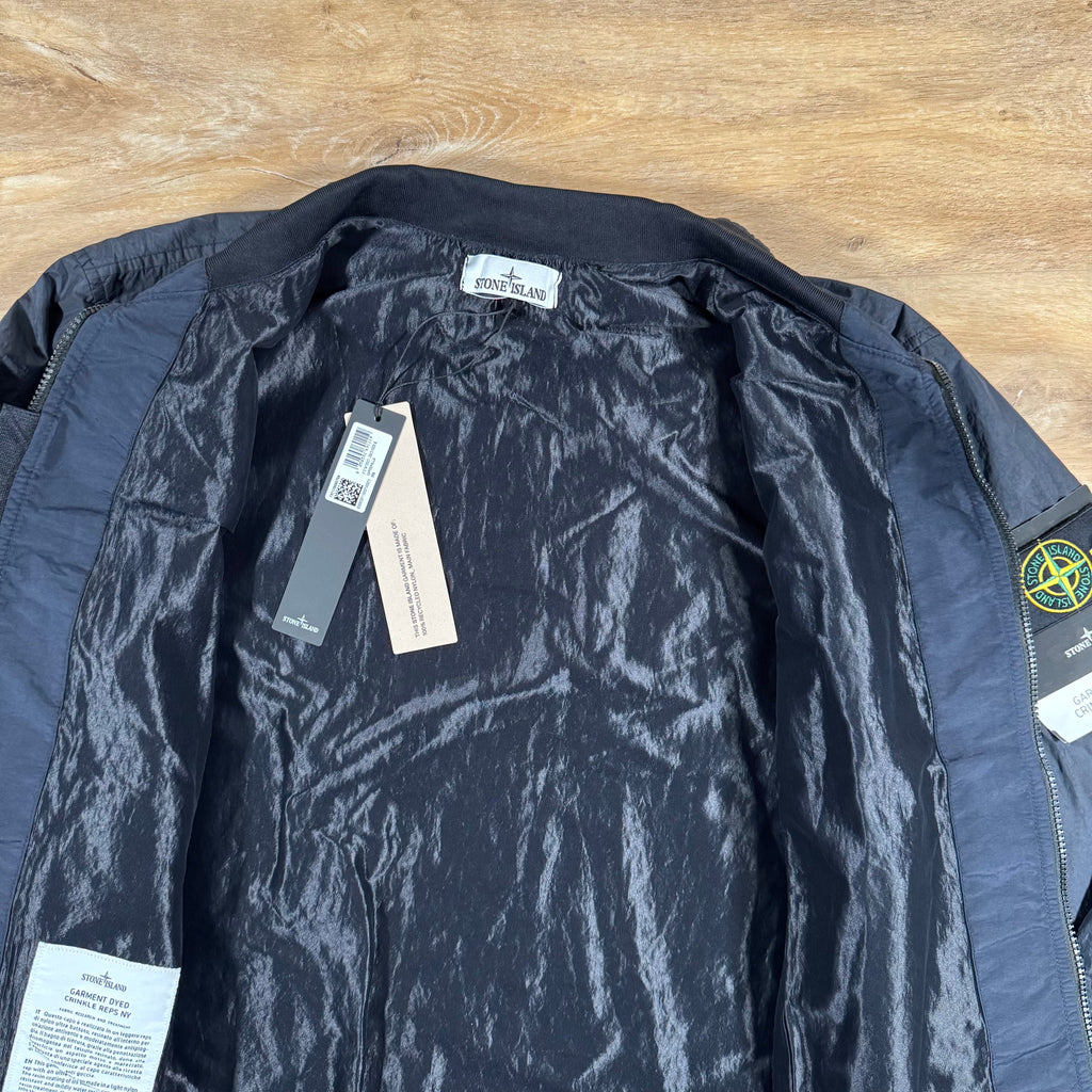 Stone Island Crinkle Reps R-NY Bomber Jacket in Navy -Usfansport