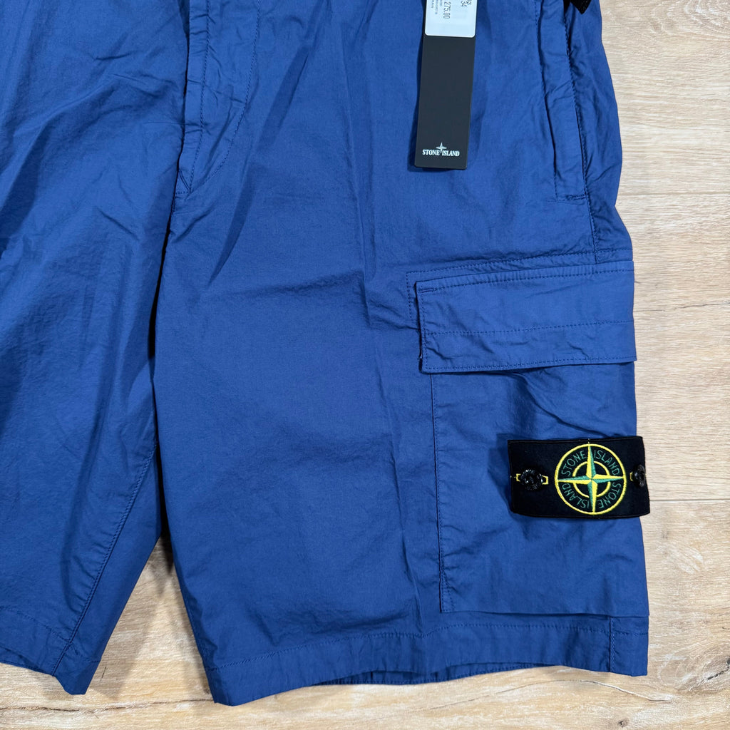 Stone Island Stretch Tela Cargo Bermuda Shorts in Blue Marine -Usfansport