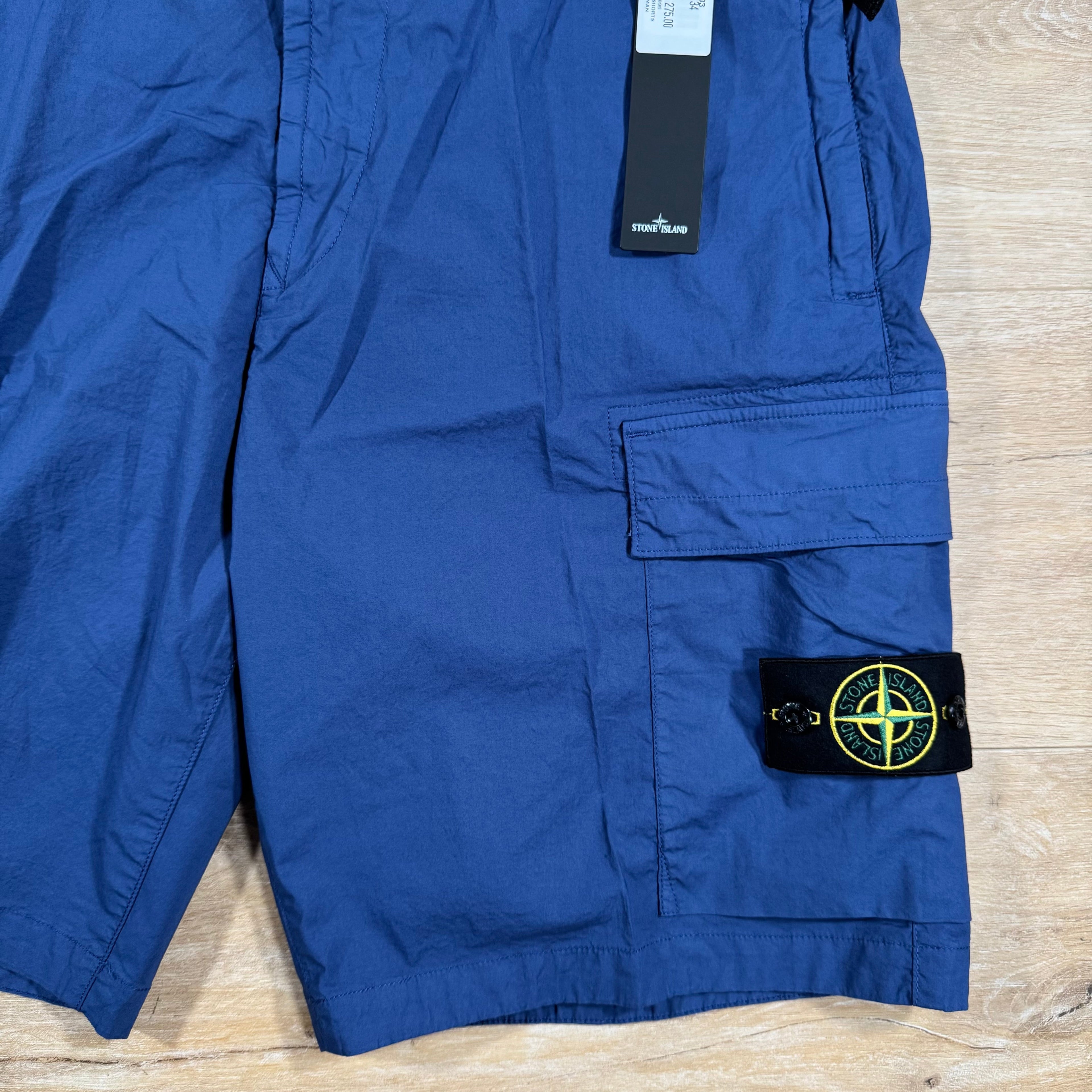Stone Island Stretch Tela Cargo Bermuda Shorts in Blue Marine -Usfansport