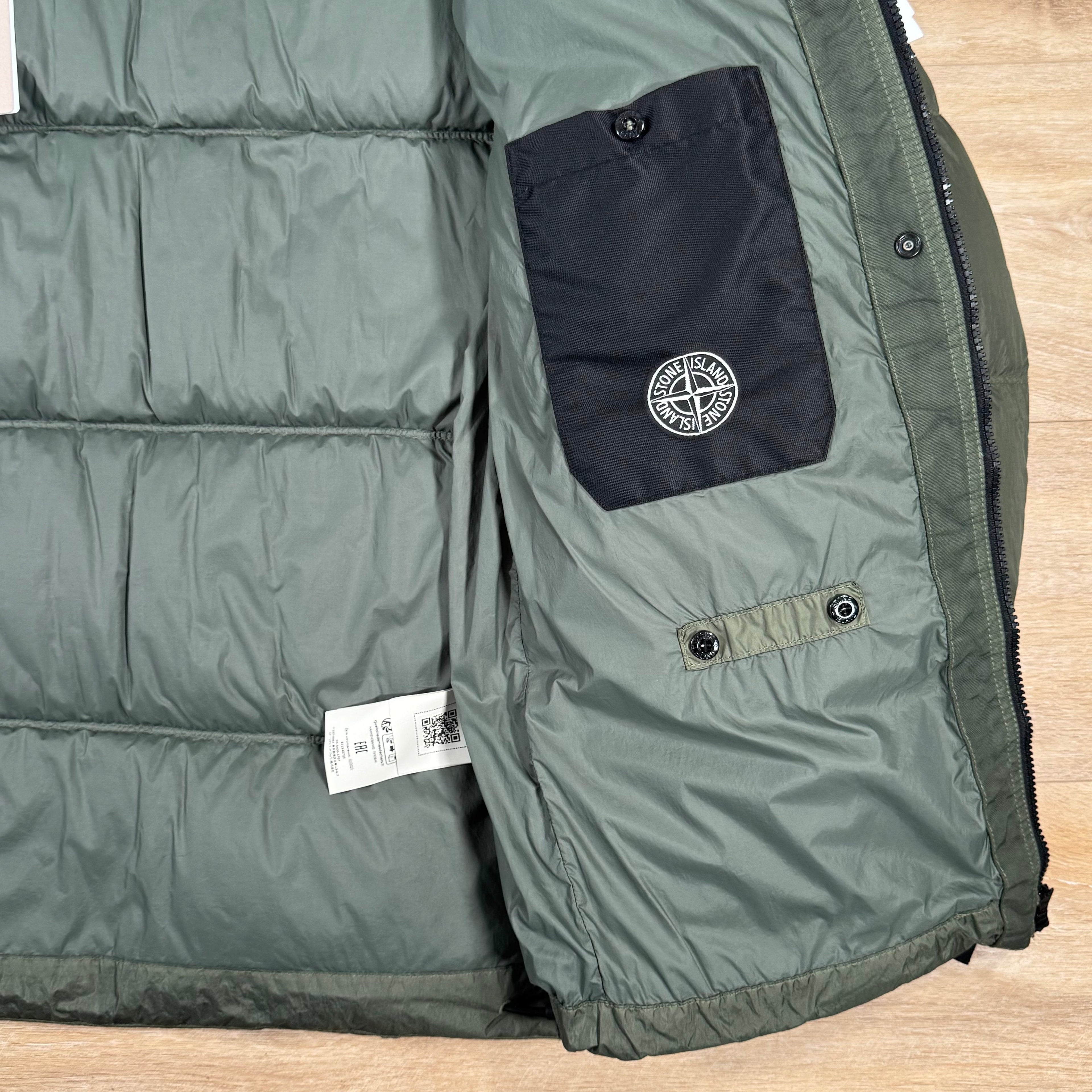 Stone Island Crinkle Reps R-NY Down Parka in Musk Green -Usfansport