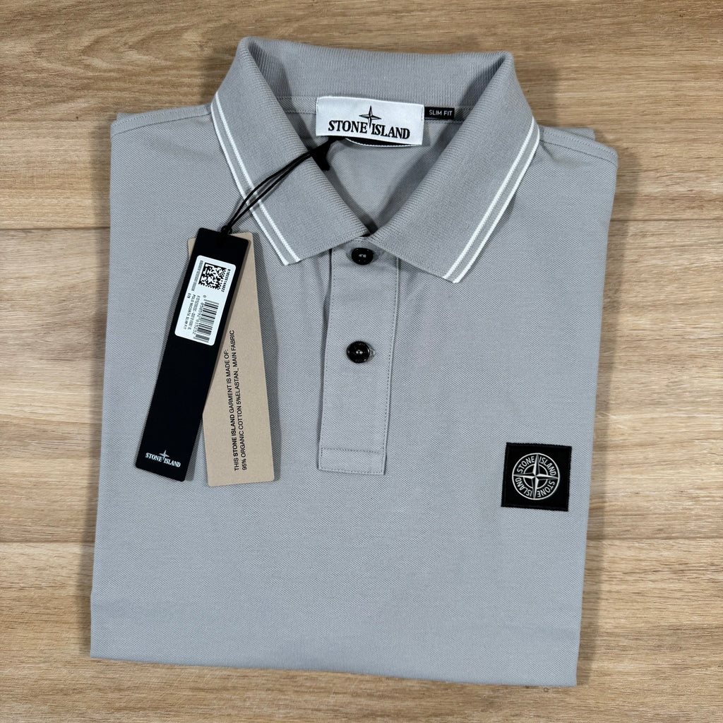 Stone Island Organic Cotton Pique Polo Shirt in Pearl Grey -Usfansport