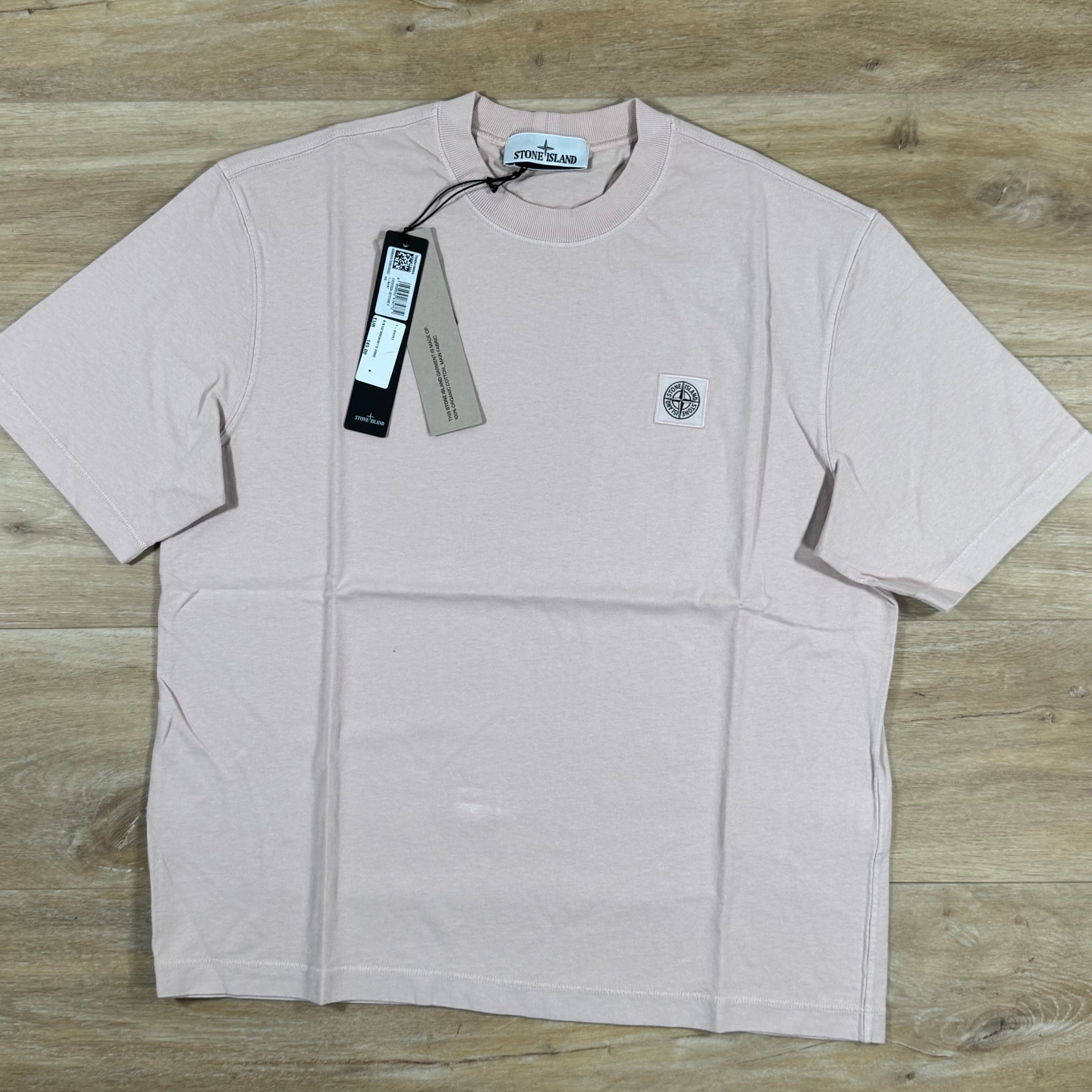 Stone Island Combed Organic Cotton Patch Logo T-Shirt in Antique Rose -Usfansport