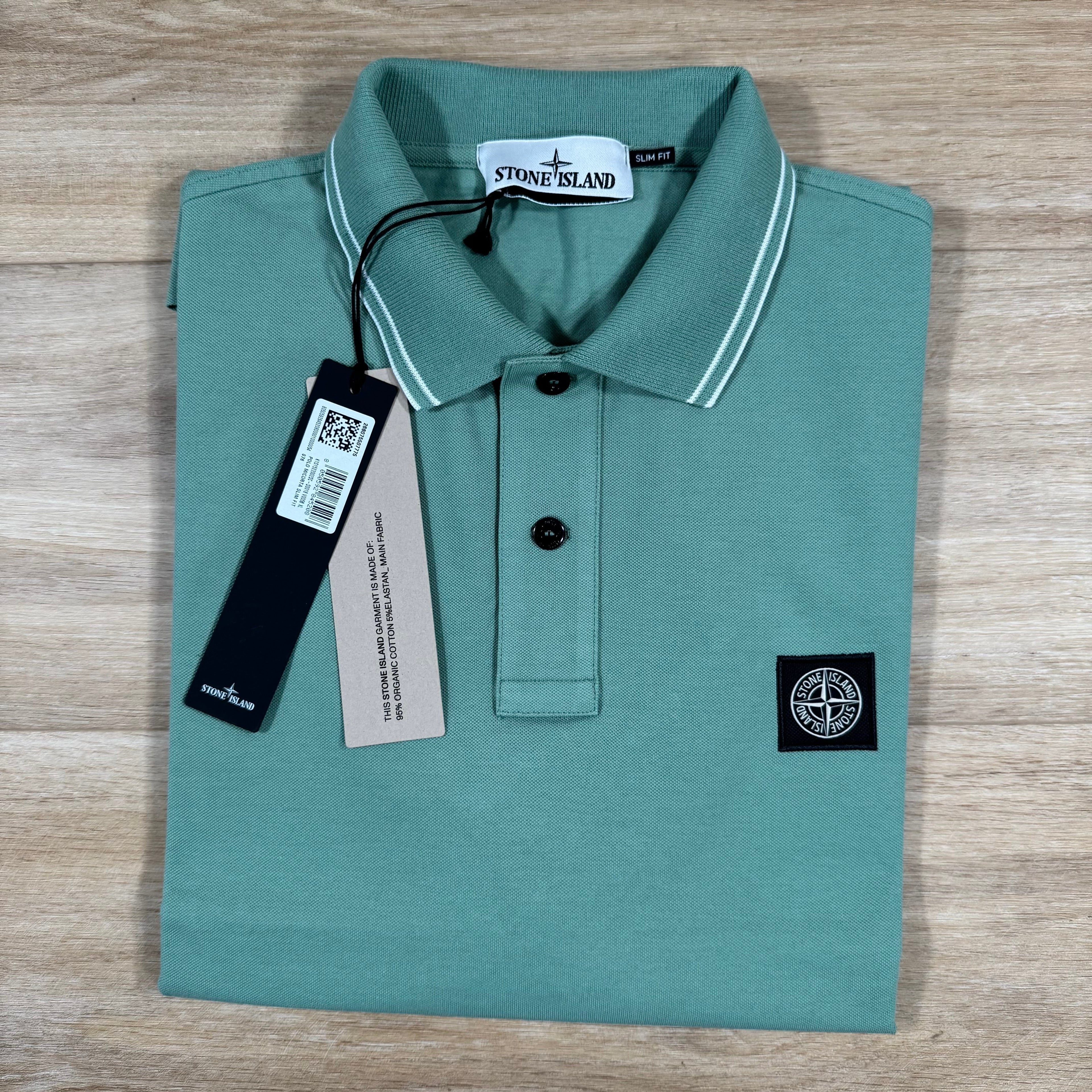 Stone Island Organic Cotton Pique Polo Shirt in Mint -Usfansport
