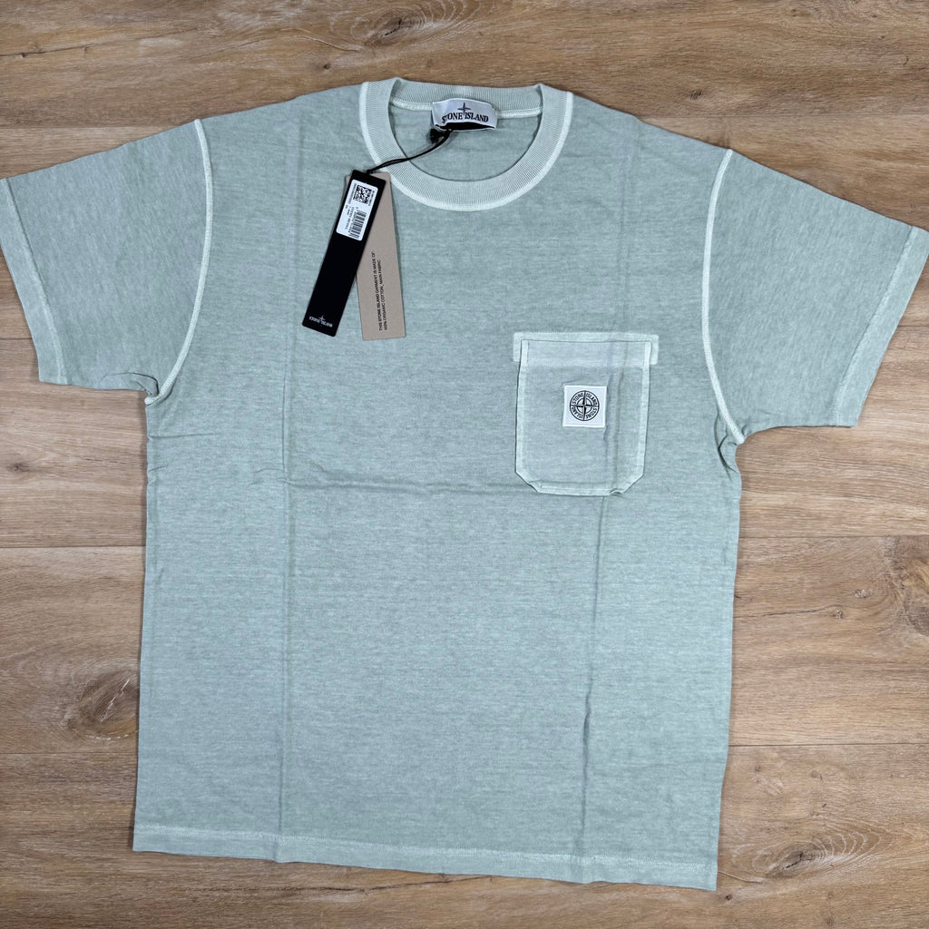 Stone Island Organic Cotton Fissato Effect T-Shirt in Green Grey -Usfansport