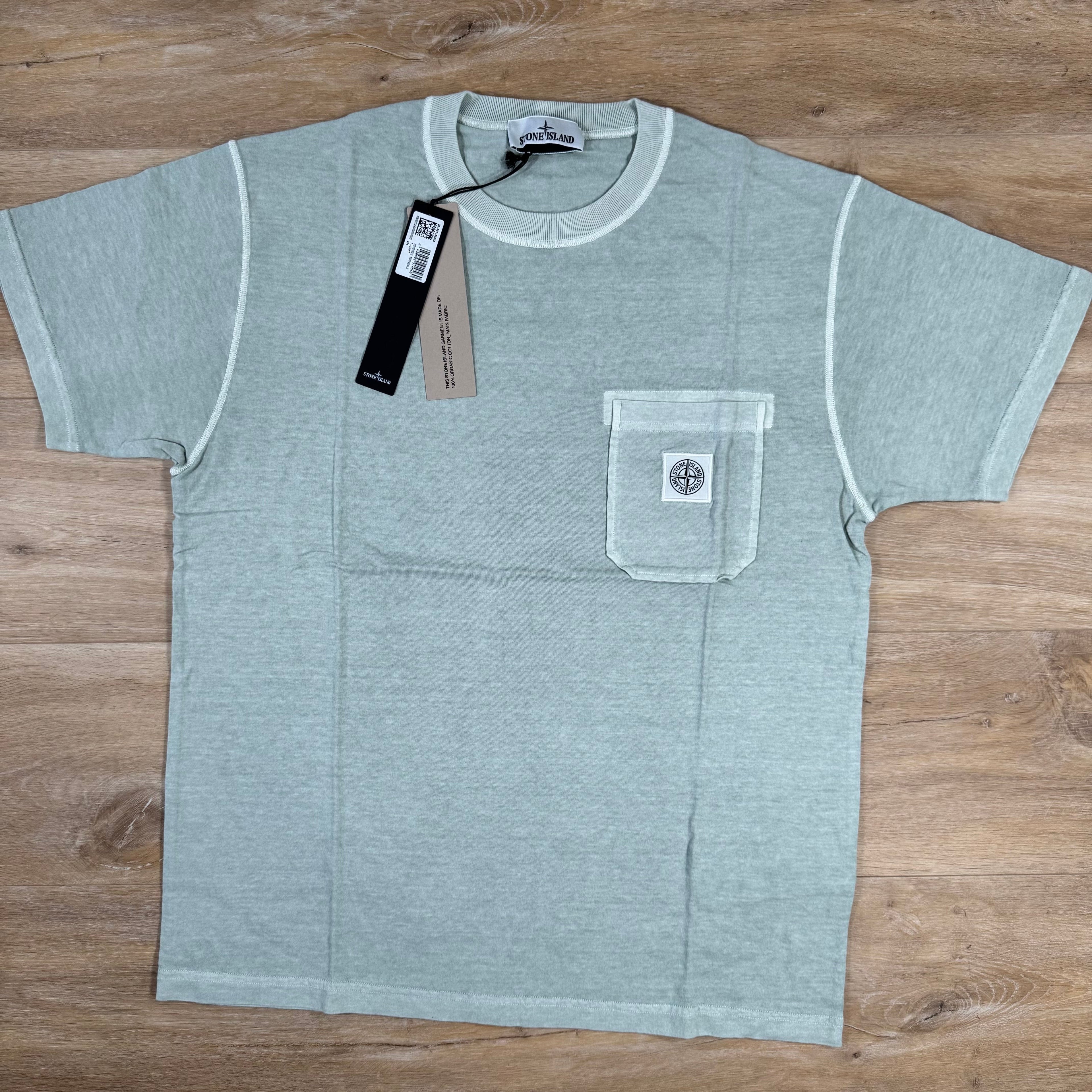 Stone Island Organic Cotton Fissato Effect T-Shirt in Green Grey -Usfansport