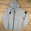 Stone Island Organic Cotton Fleece Zip Hoodie in Pearl Grey -Usfansport