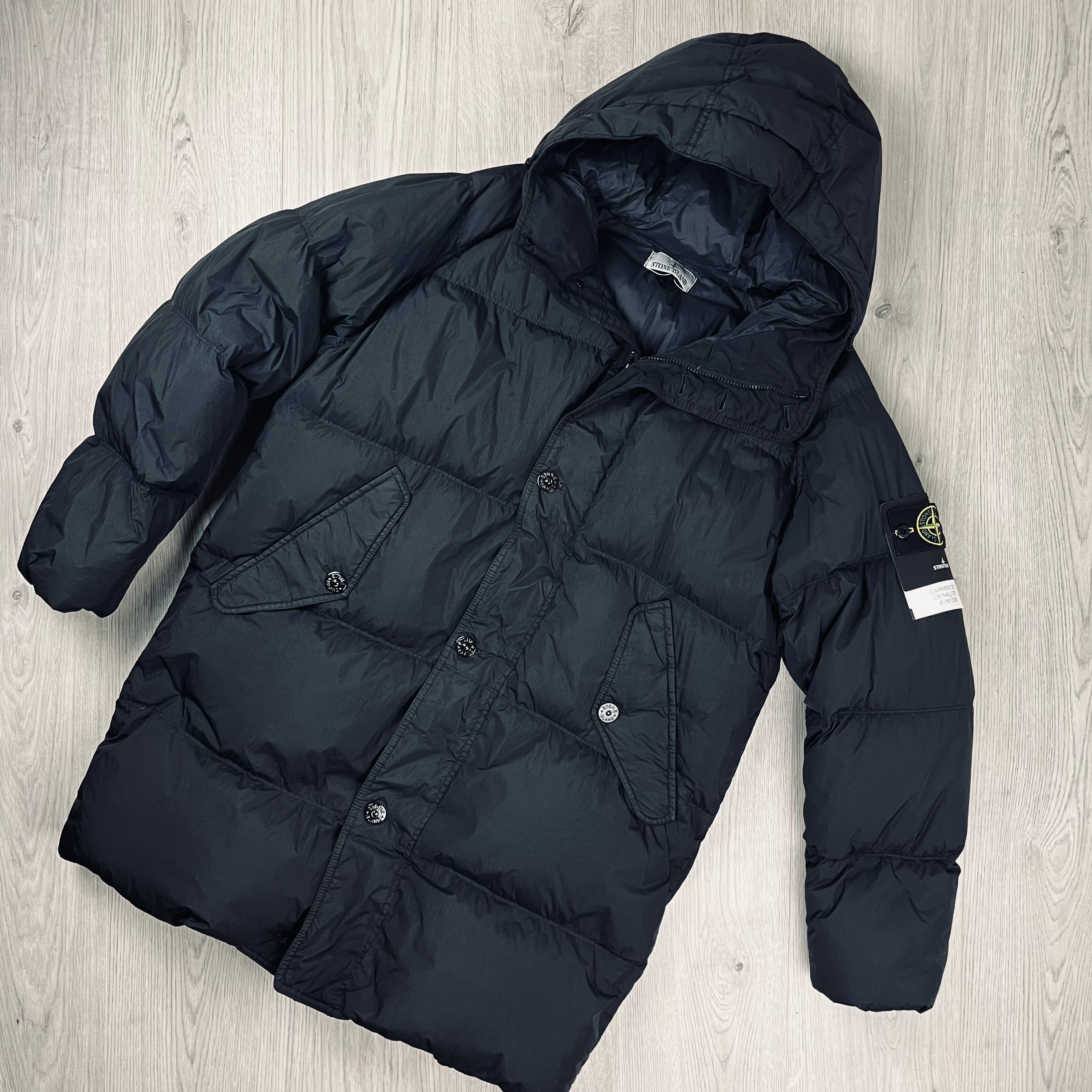 Stone Island Crinkle Reps Down Jacket - Black -Usfansport