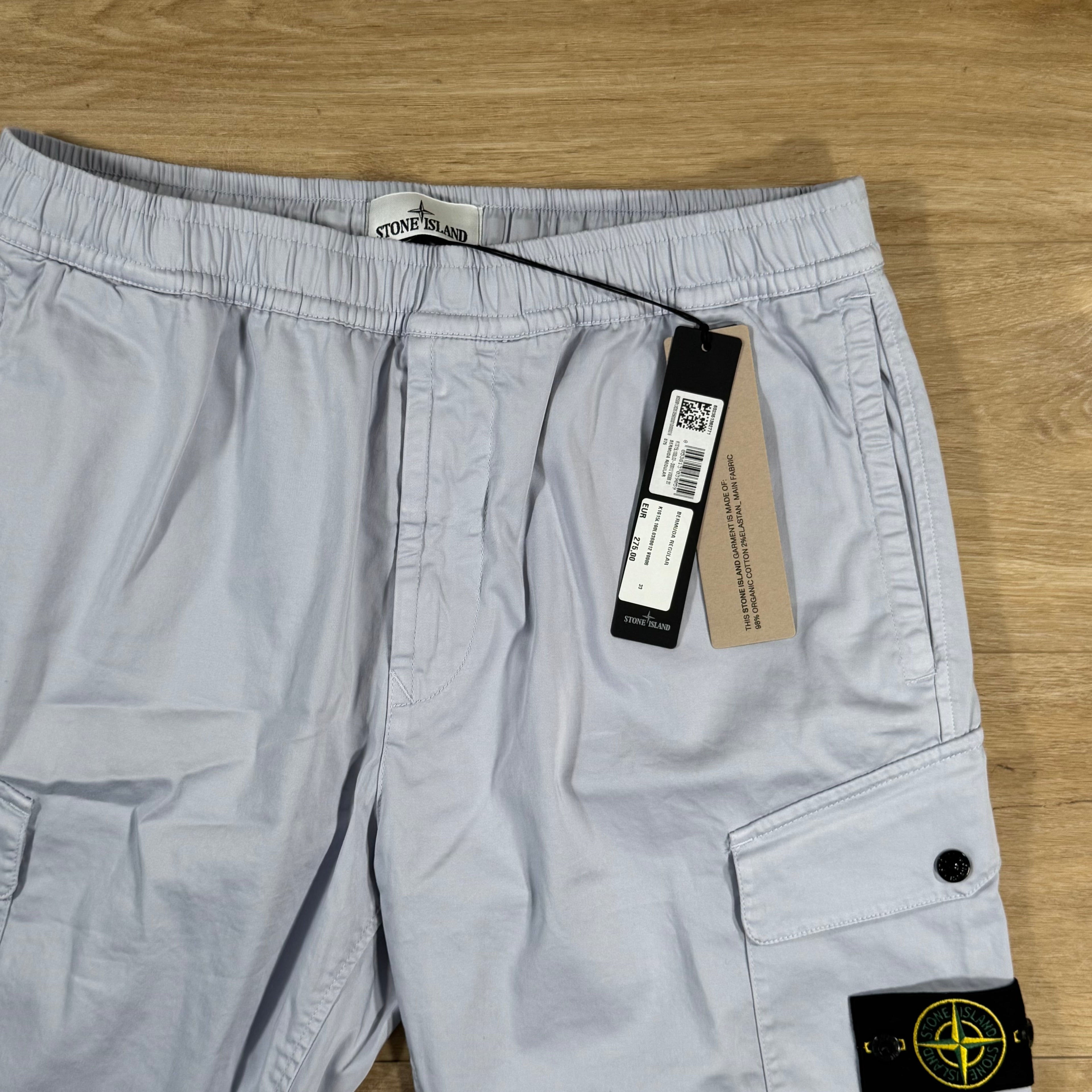 Stone Island Organic Stretch Cotton Cargo Bermuda Shorts in Lilac -Usfansport