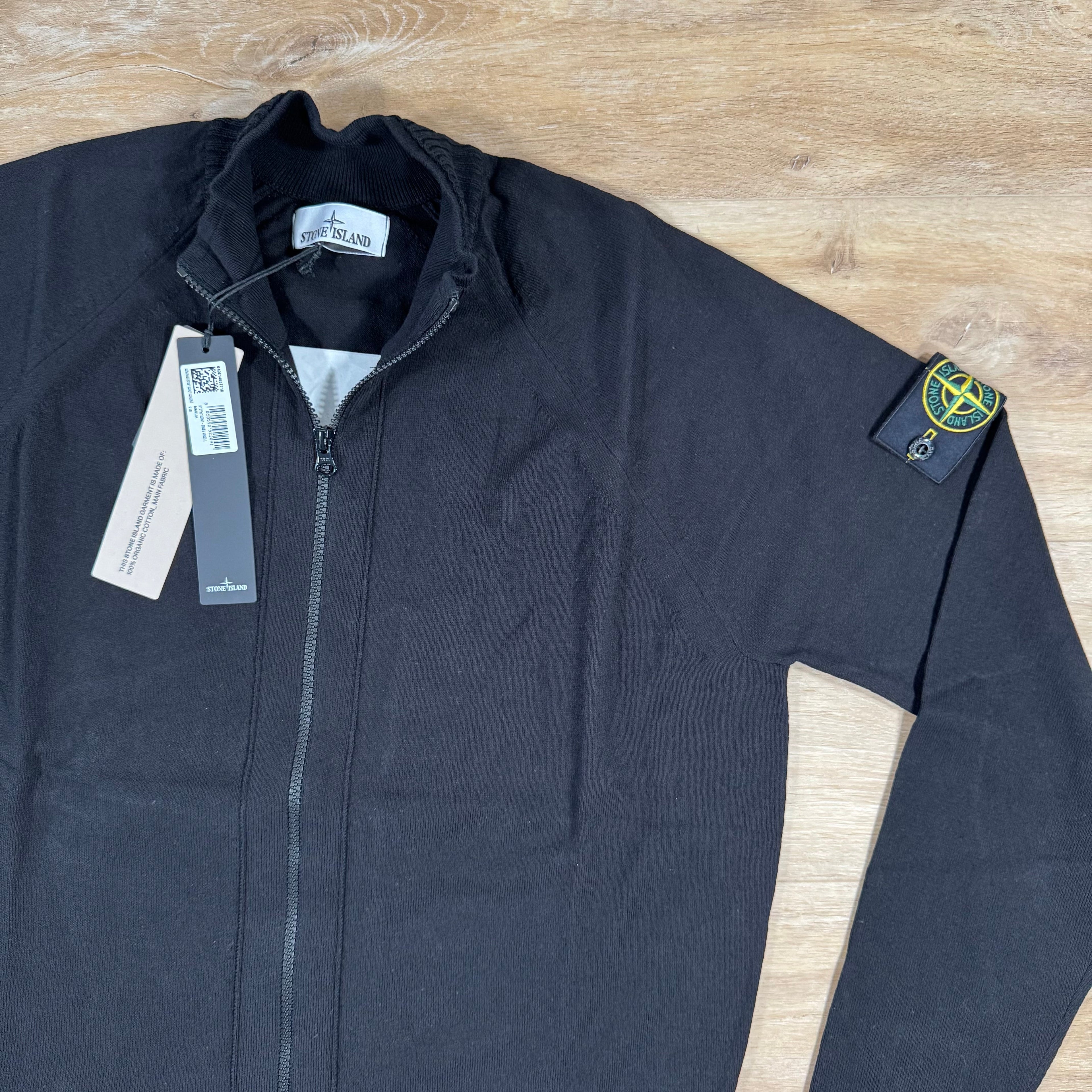 Stone Island Light Organic Cotton Knit Cardigan in Black -Usfansport