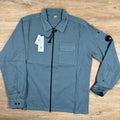 CP Company Organic Gabardine Lens Overshirt in Stormy Weather - Blue -Usfansport