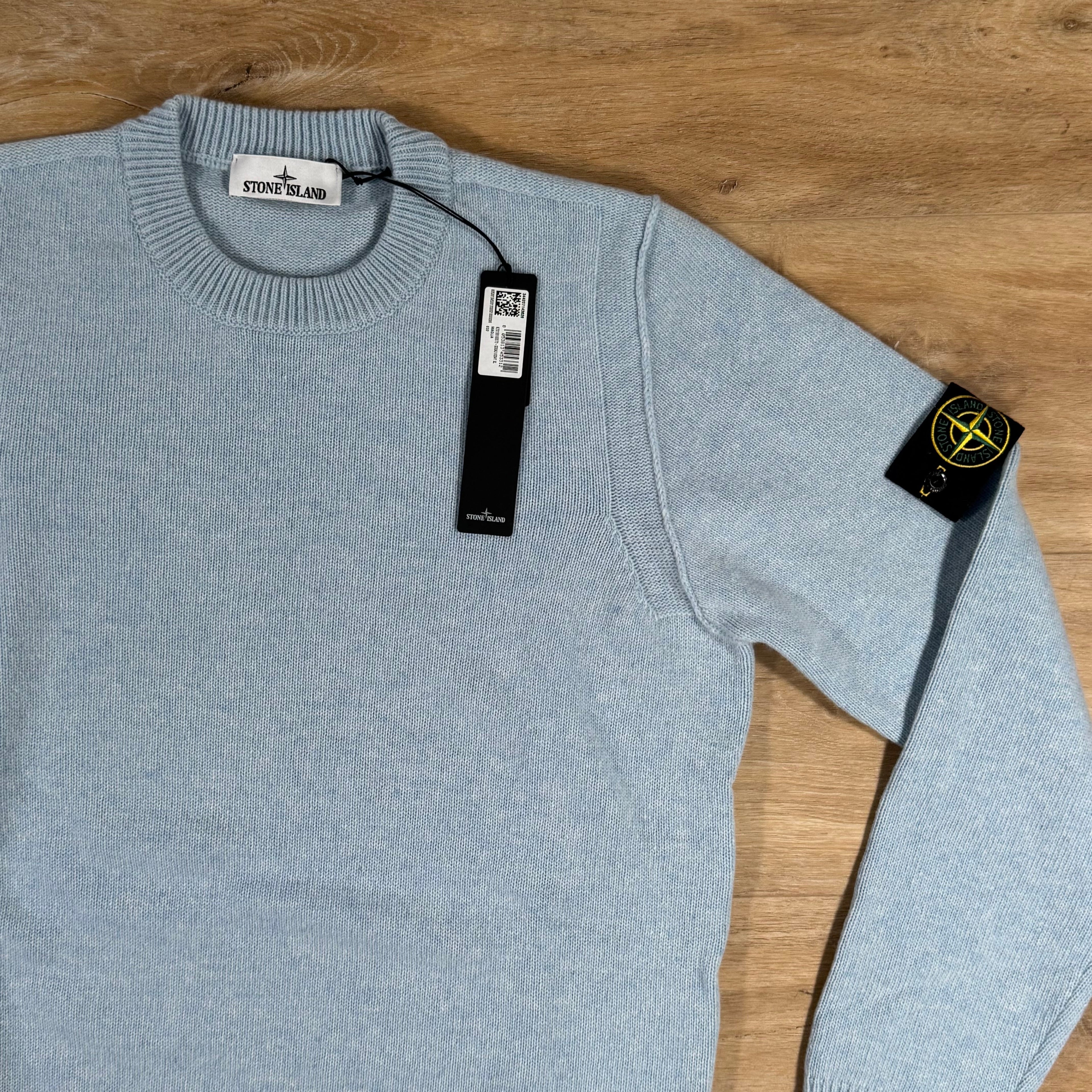 Stone Island Lambswool Crewneck Jumper in Sky Blue -Usfansport
