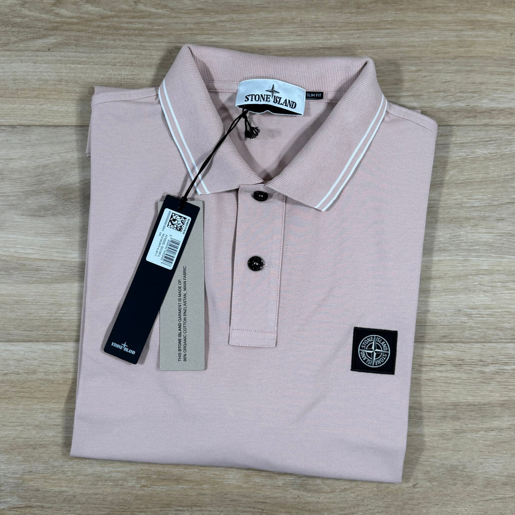 Stone Island Organic Cotton Pique Polo Shirt in Antique Rose -Usfansport
