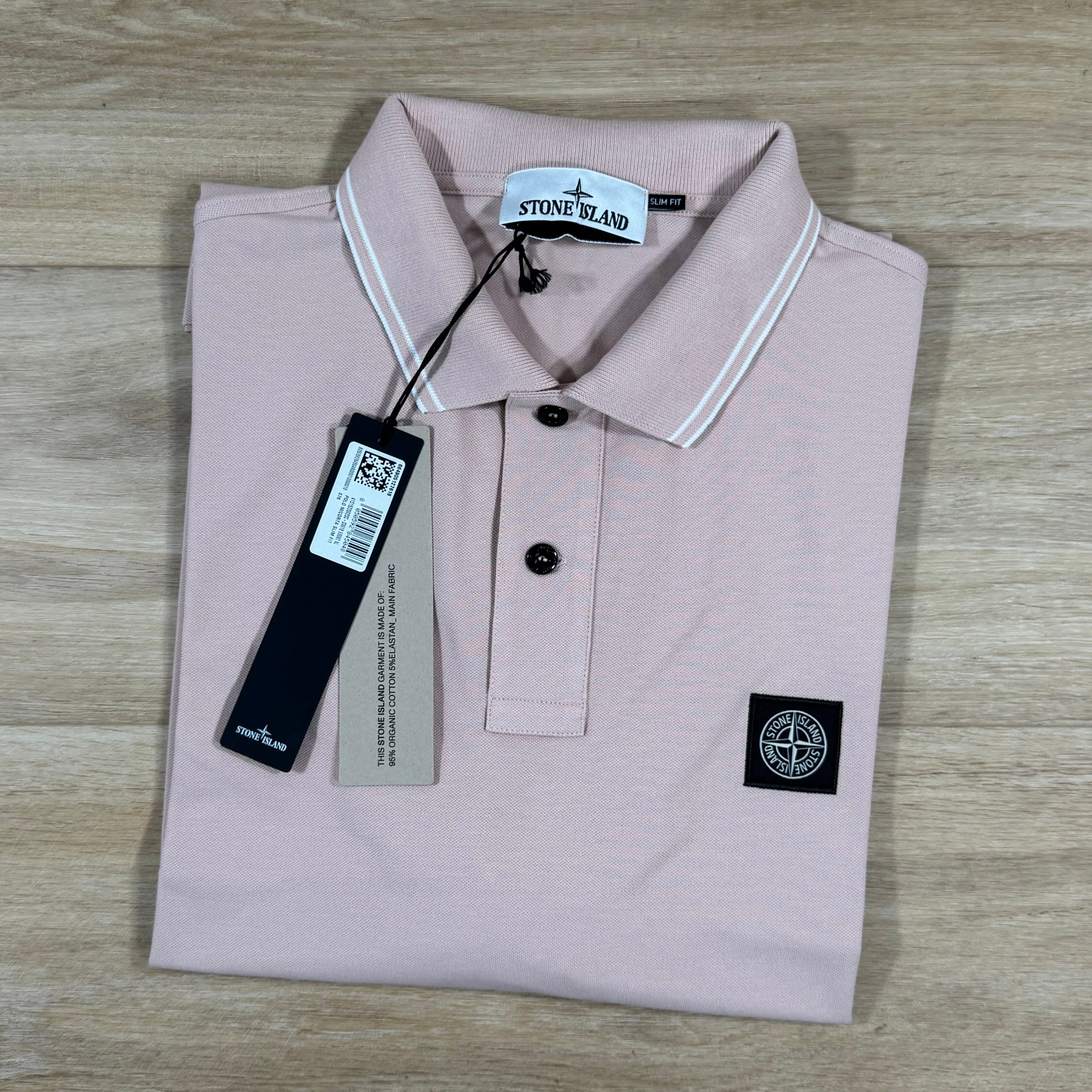 Stone Island Organic Cotton Pique Polo Shirt in Antique Rose -Usfansport