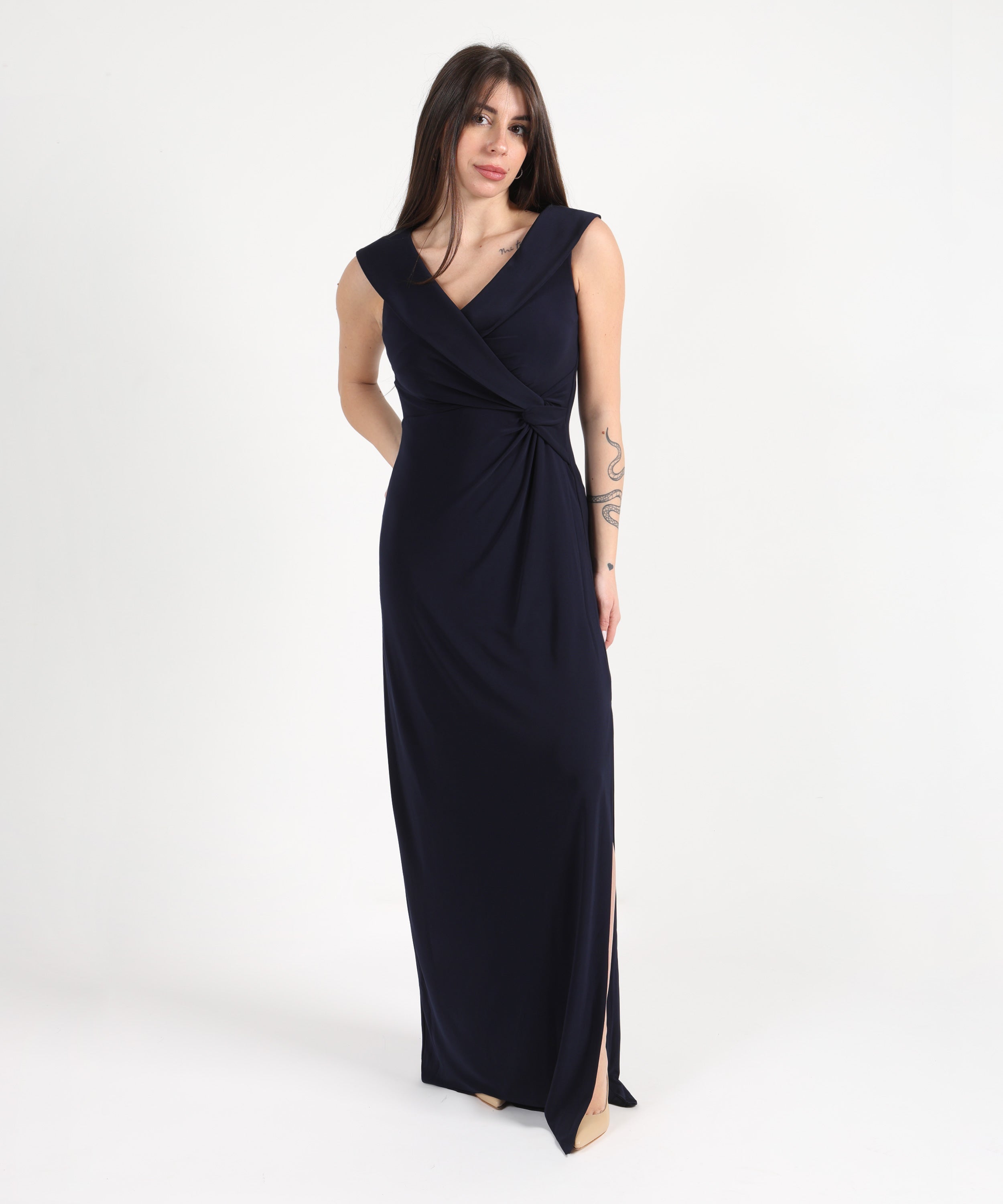 LAUREN RALPH LAUREN Abito lungo elasticizzato con spalle scoperte