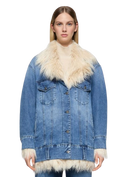 DONDUP giacca over in denim e pelliccia