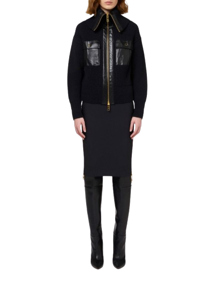 ELISABETTA FRANCHI Gonna midi in doppio crÃªpe stretch.