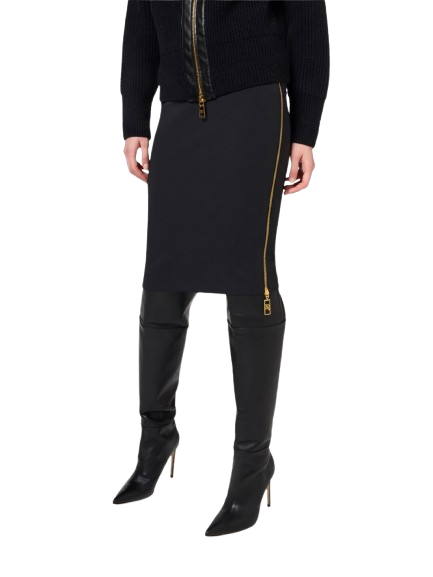 ELISABETTA FRANCHI Gonna midi in doppio crÃªpe stretch.