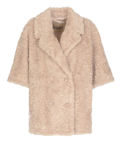 HERNO mantella cropped curly faux fur