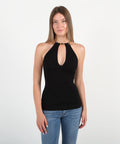 ELISABETTA FRANCHI Top in maglia con snake gioiello