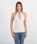 ELISABETTA FRANCHI Top in maglia con snake gioiello