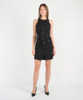 ELISABETTA FRANCHI Top in doppio crÃªpe con dettagli zip