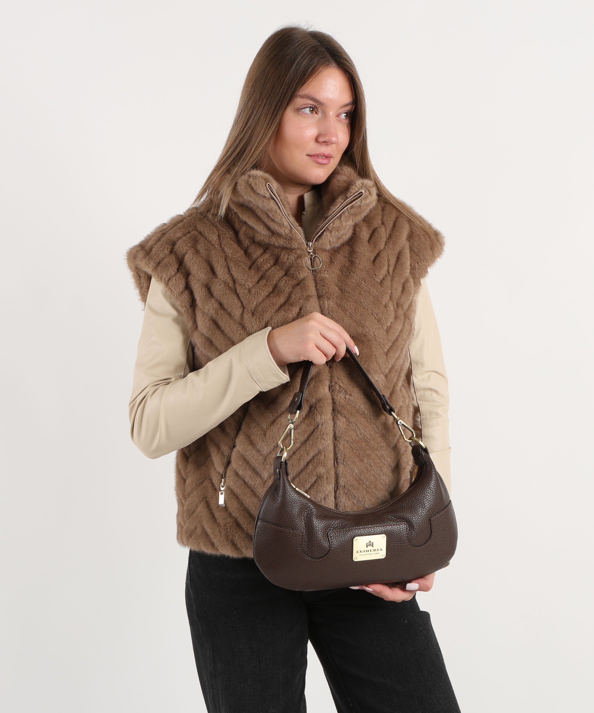 CUOIERIA FIORENTINA  Borsa Small Croissant Bella Selleria â Eleganza Urbana in Pelle di Vitello