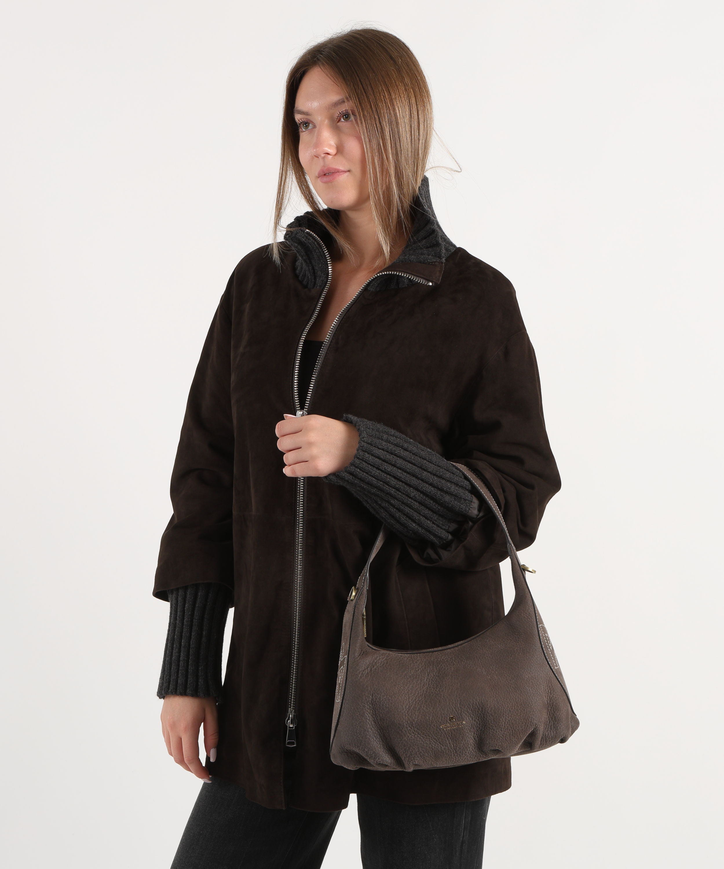 CUOIERIA FIORENTINA  Piccolo Hobo Maxima â Eleganza Boho-Chic in Pelle Nabuk