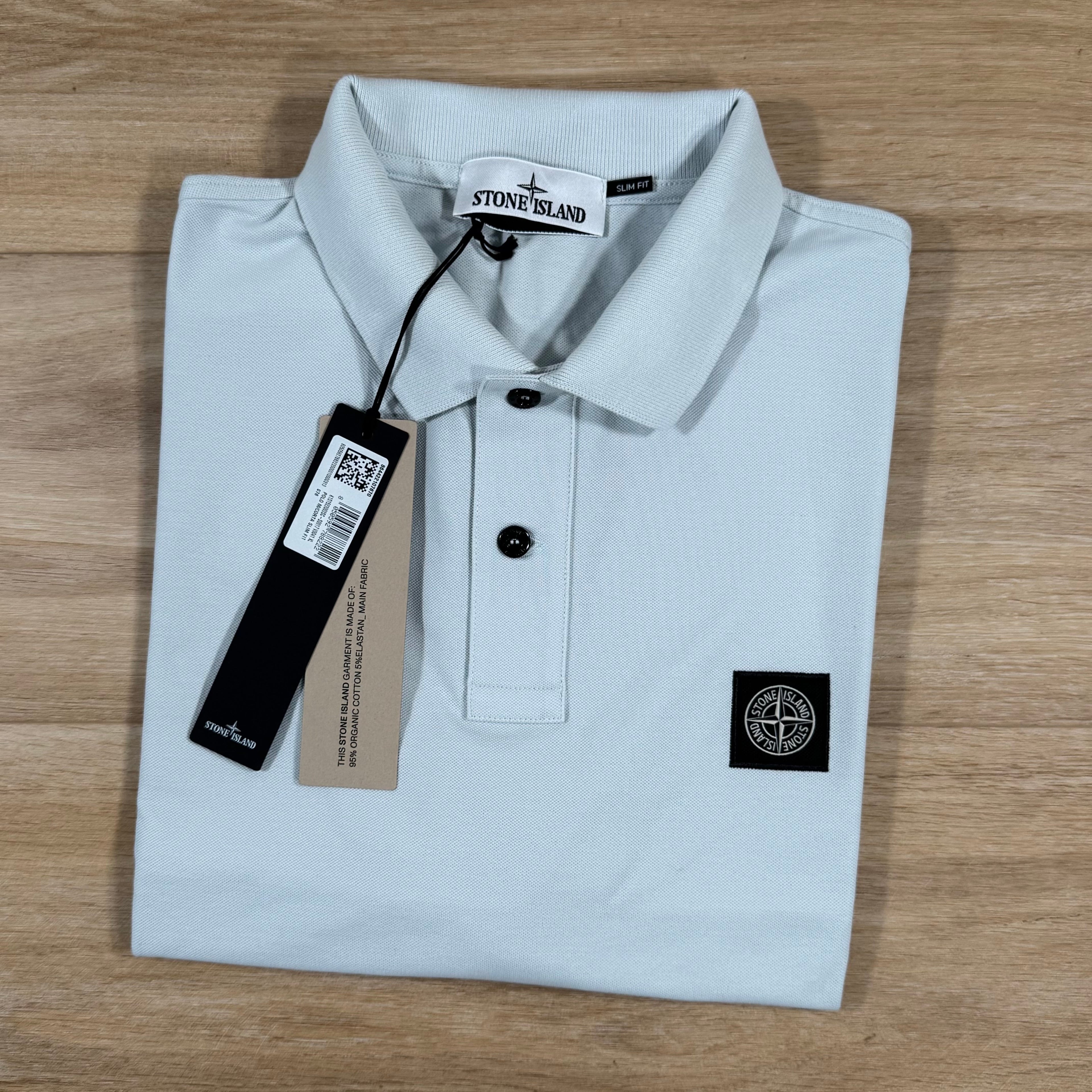 Stone Island Organic Cotton Pique Polo Shirt in Sky Blue -Usfansport