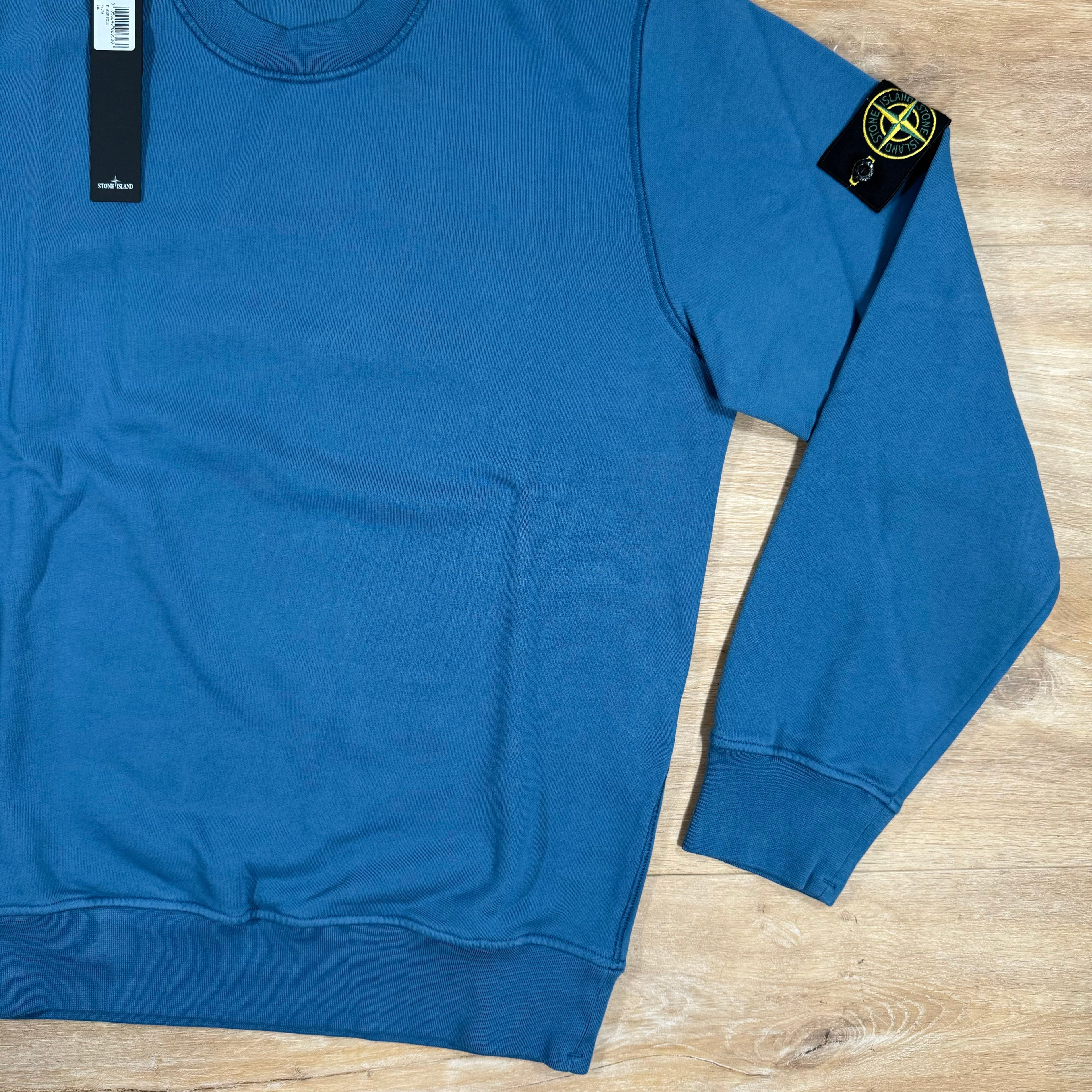 Stone Island Garment Dyed Crewneck Sweatshirt in Avio Blue -Usfansport