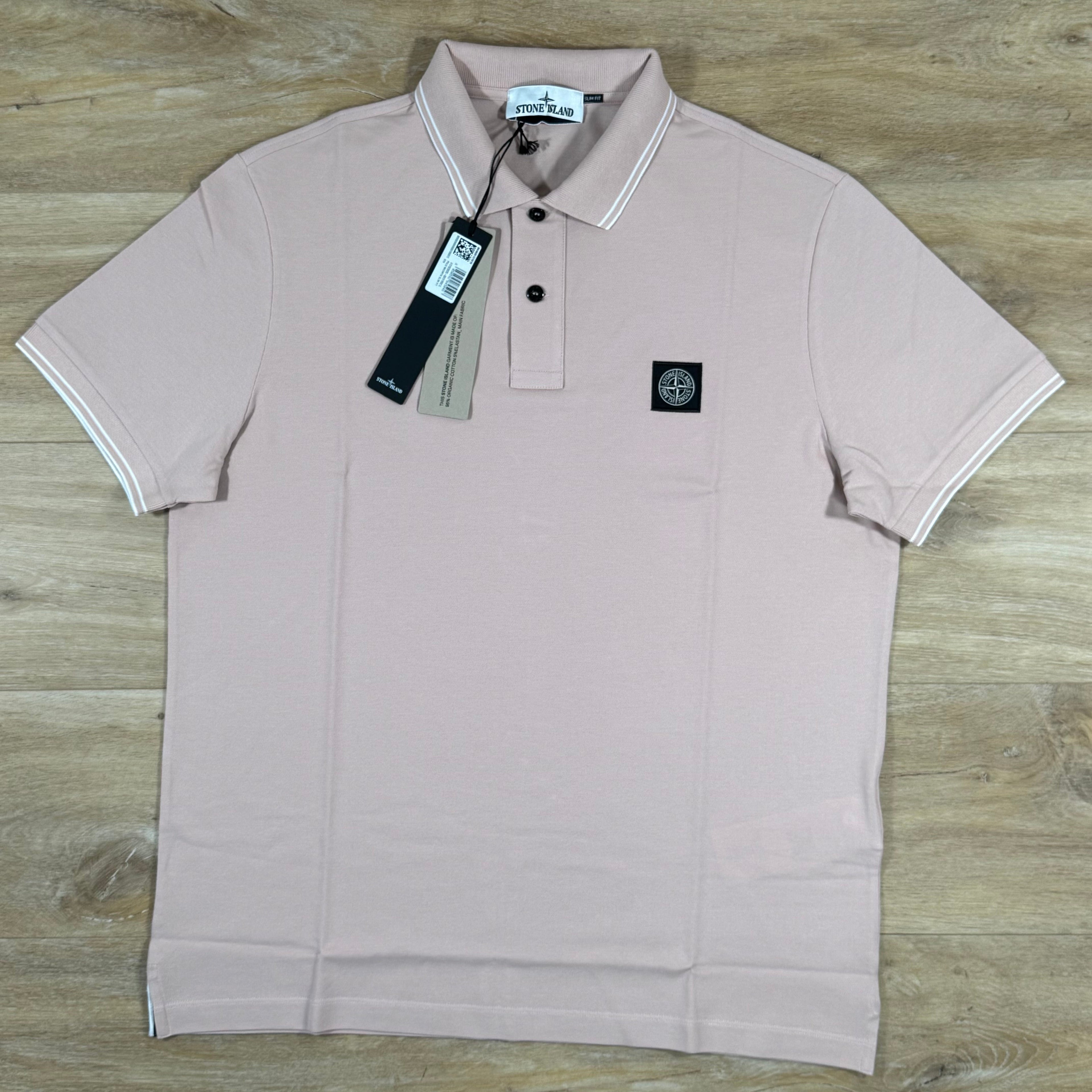 Stone Island Organic Cotton Pique Polo Shirt in Antique Rose -Usfansport