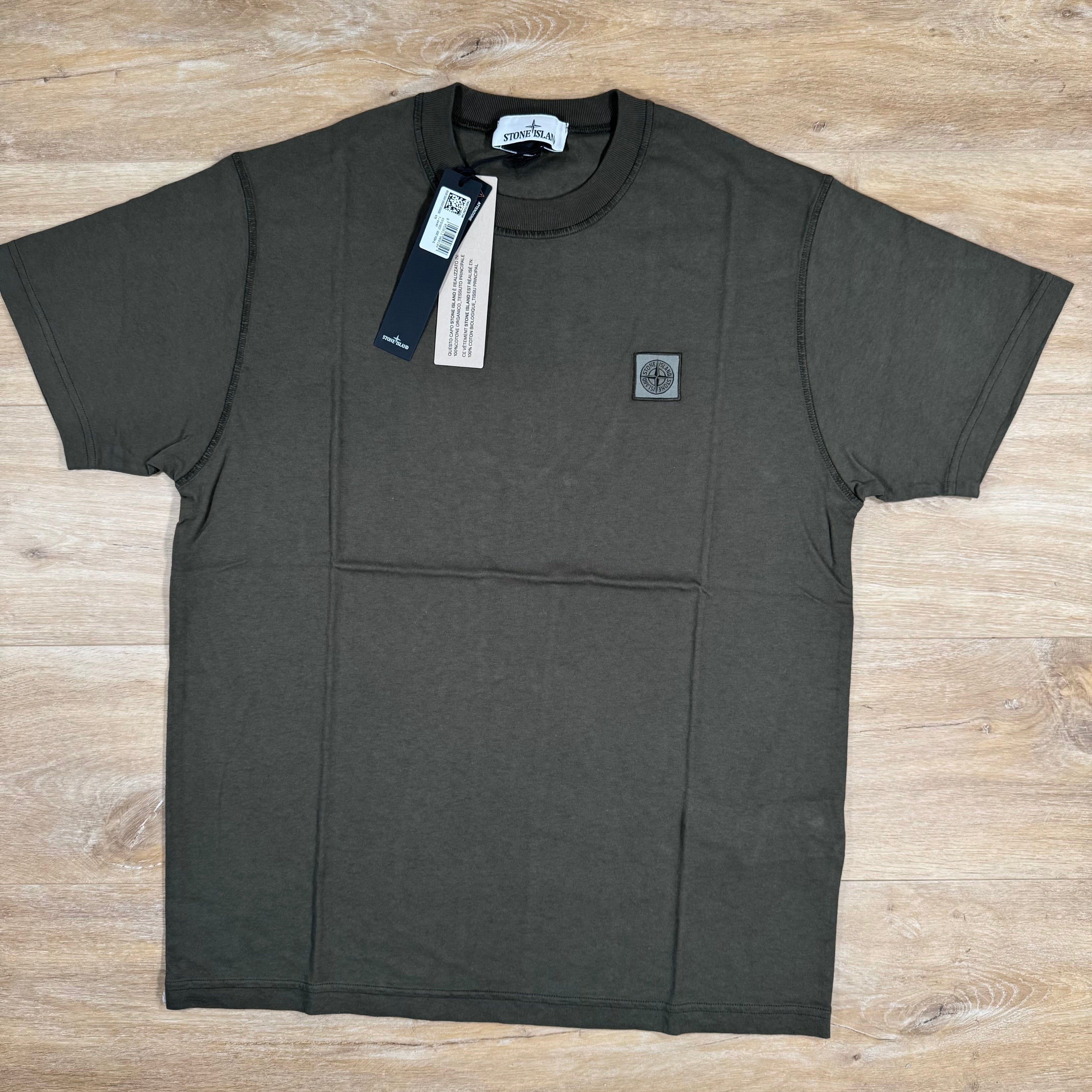 Stone Island Organic Cotton Patch Logo T-Shirt in Military Green -Usfansport