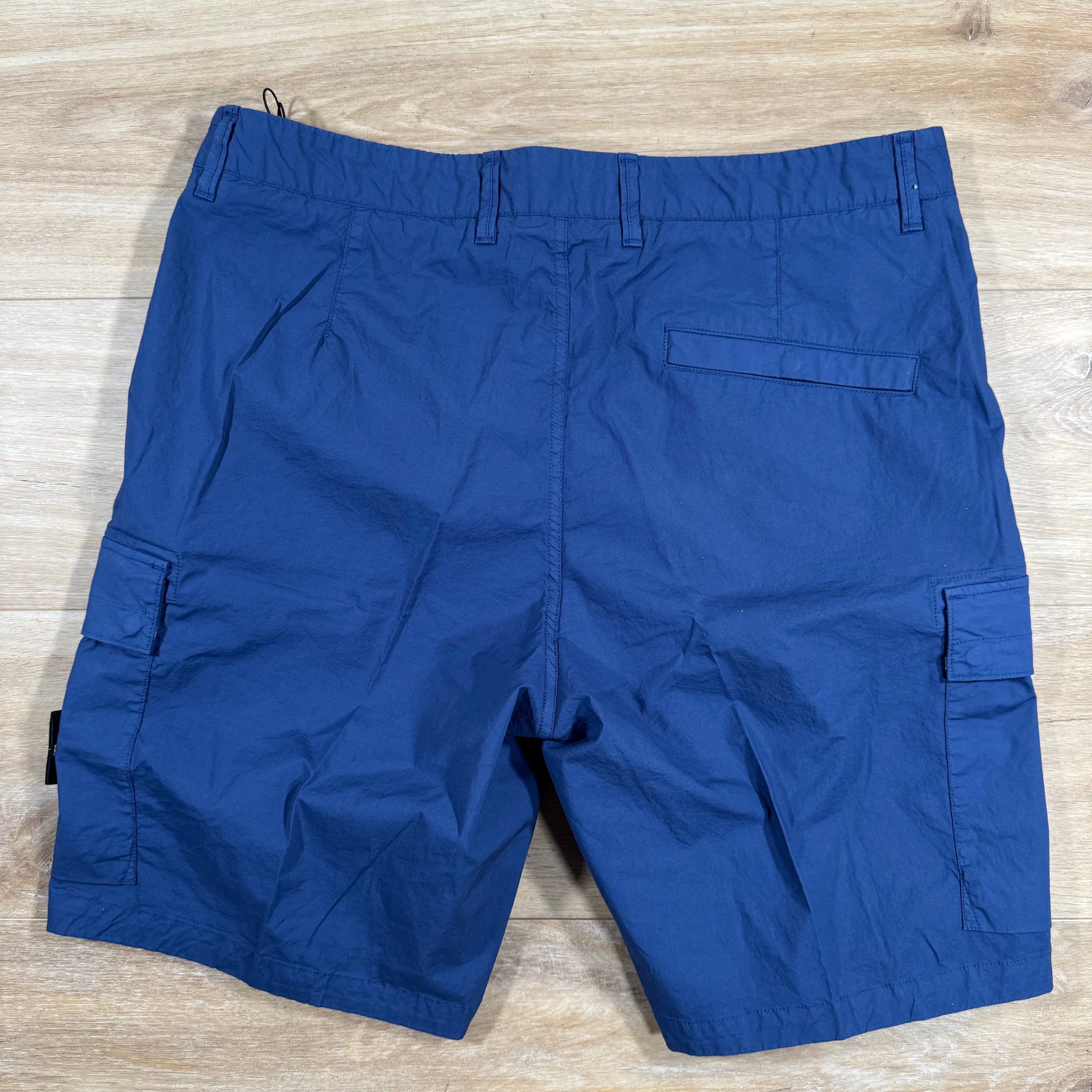 Stone Island Stretch Tela Cargo Bermuda Shorts in Blue Marine -Usfansport