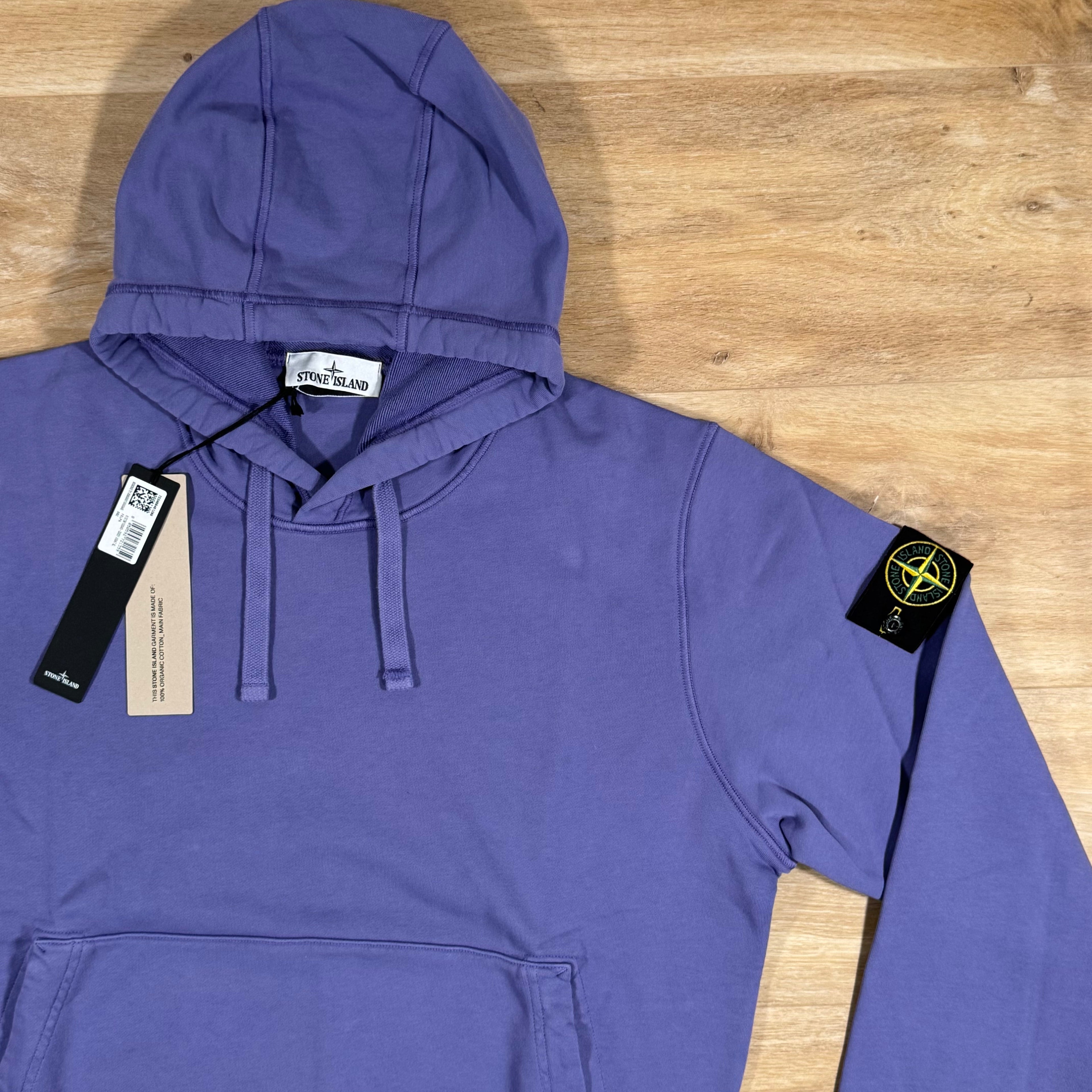 Stone Island Organic Cotton Fleece Pullover Hoodie in Lavender -Usfansport